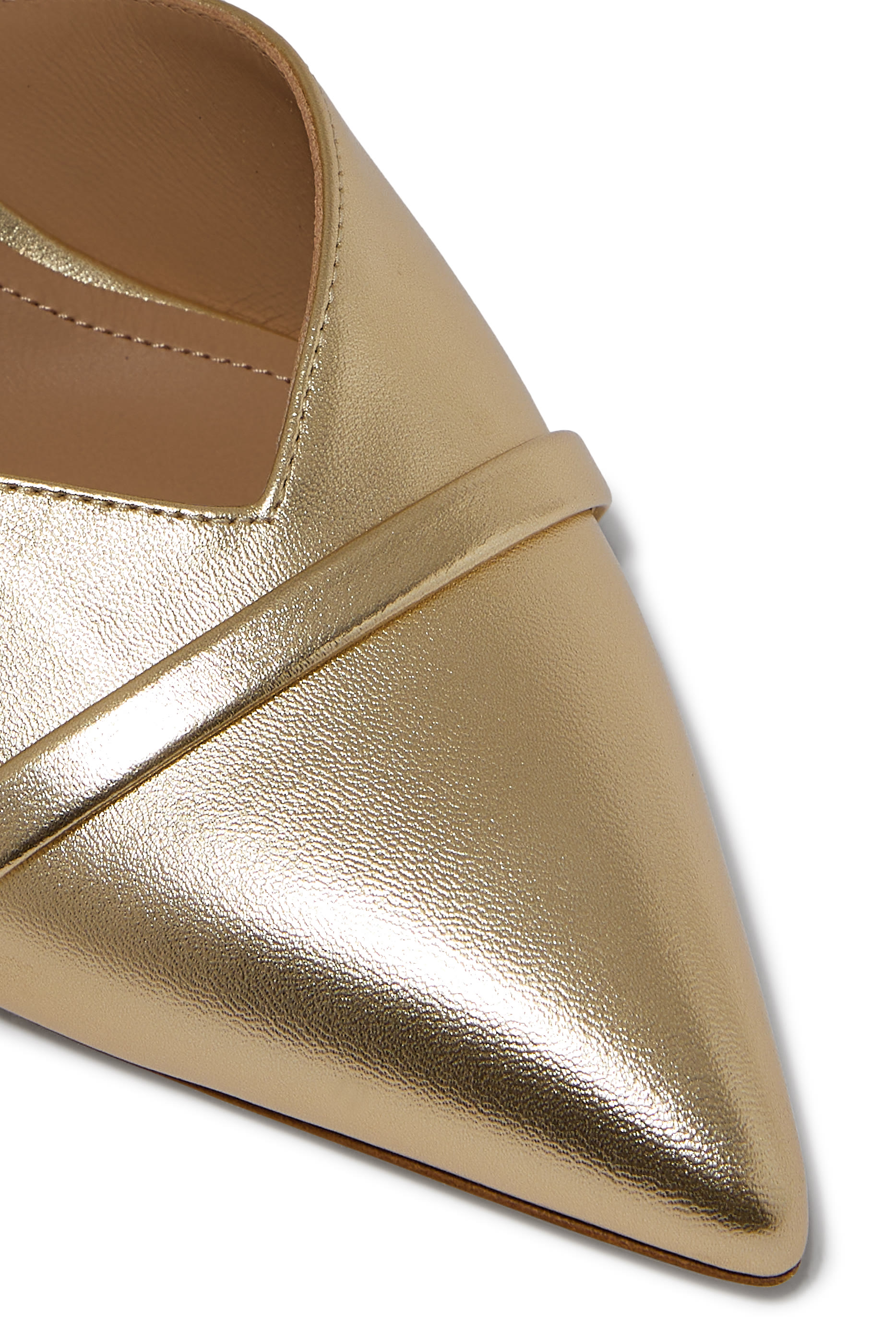 Frankie 45 Gold Leather Kitten Heels