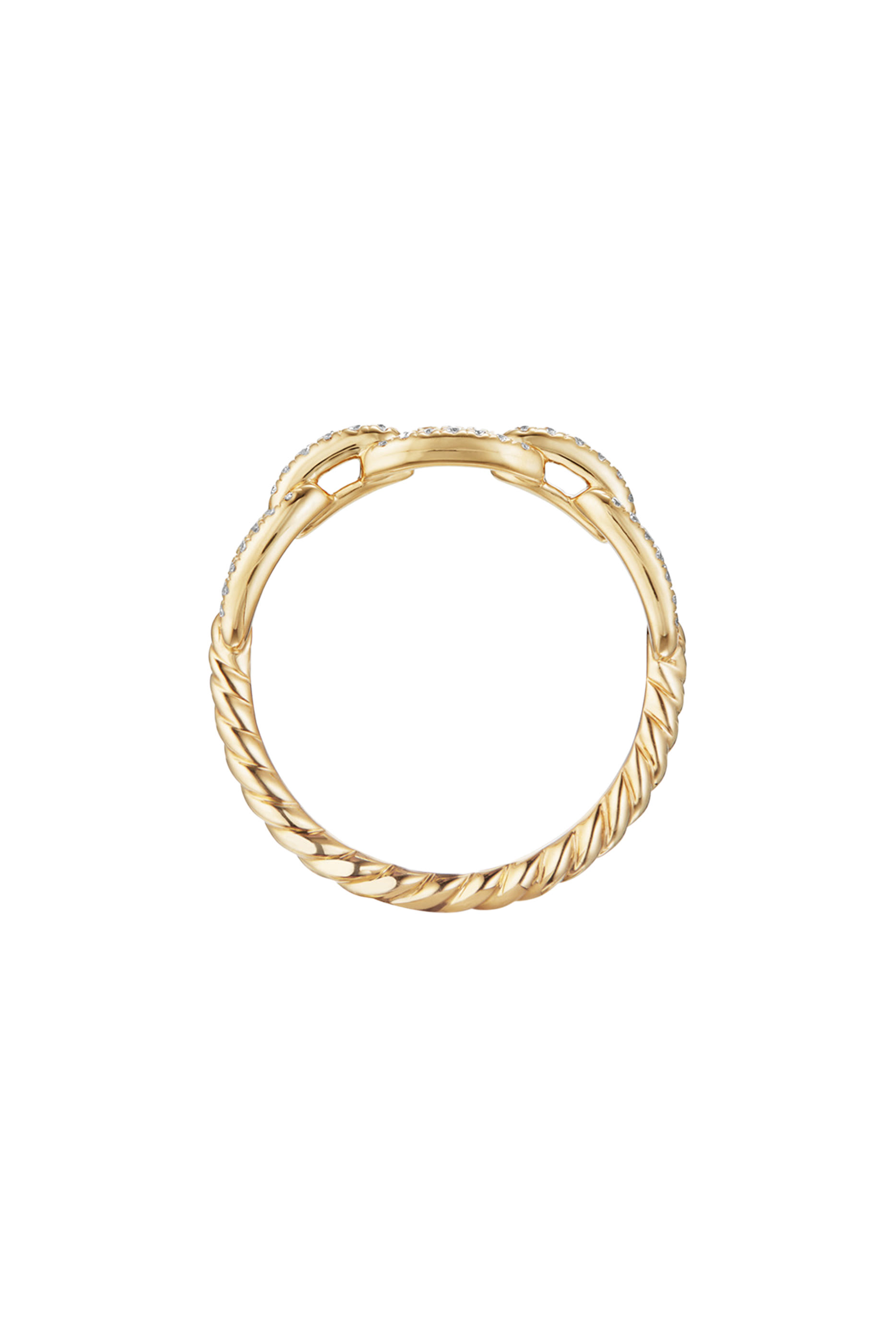 Stax Chainlink Ring, 18K Yellow Gold & Diamonds