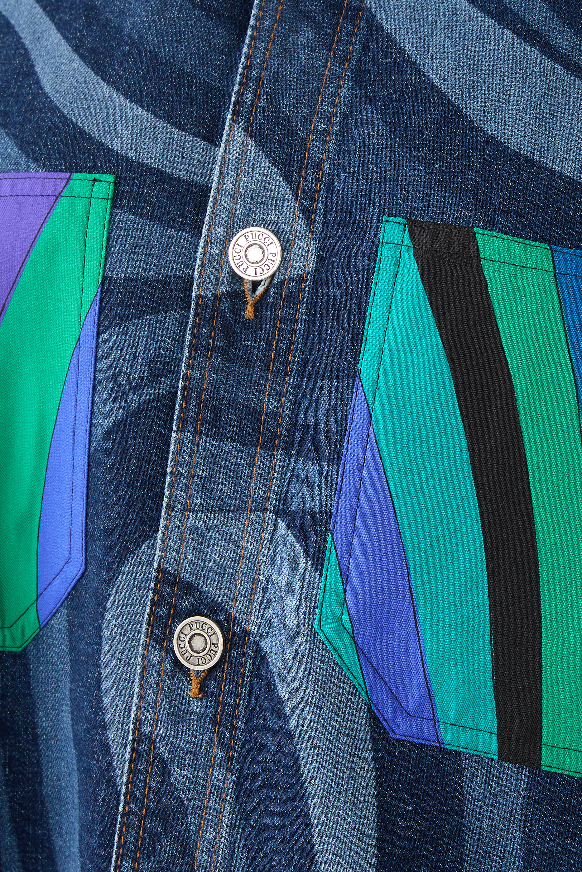 Iride Print Denim and Silk Jacket