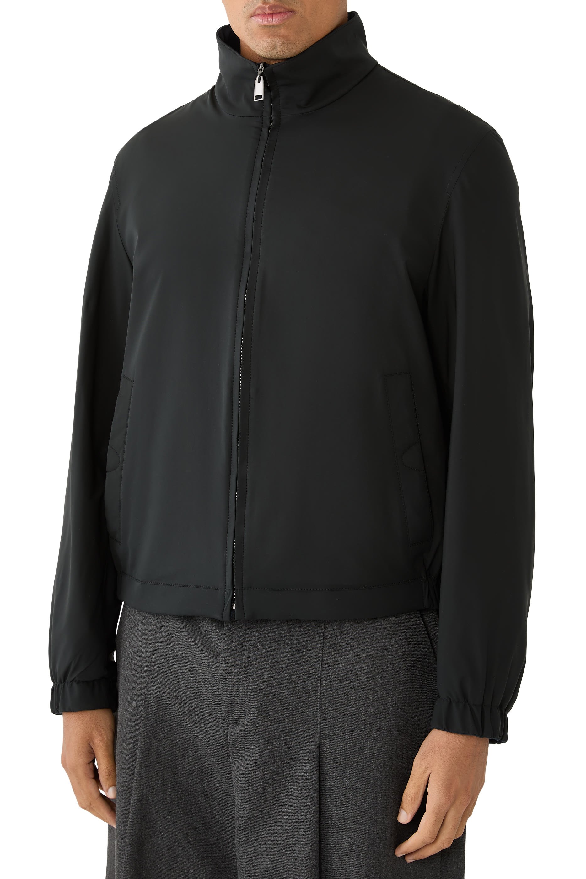  Stretch Silk and Cotton Jersey Reversible Blouson