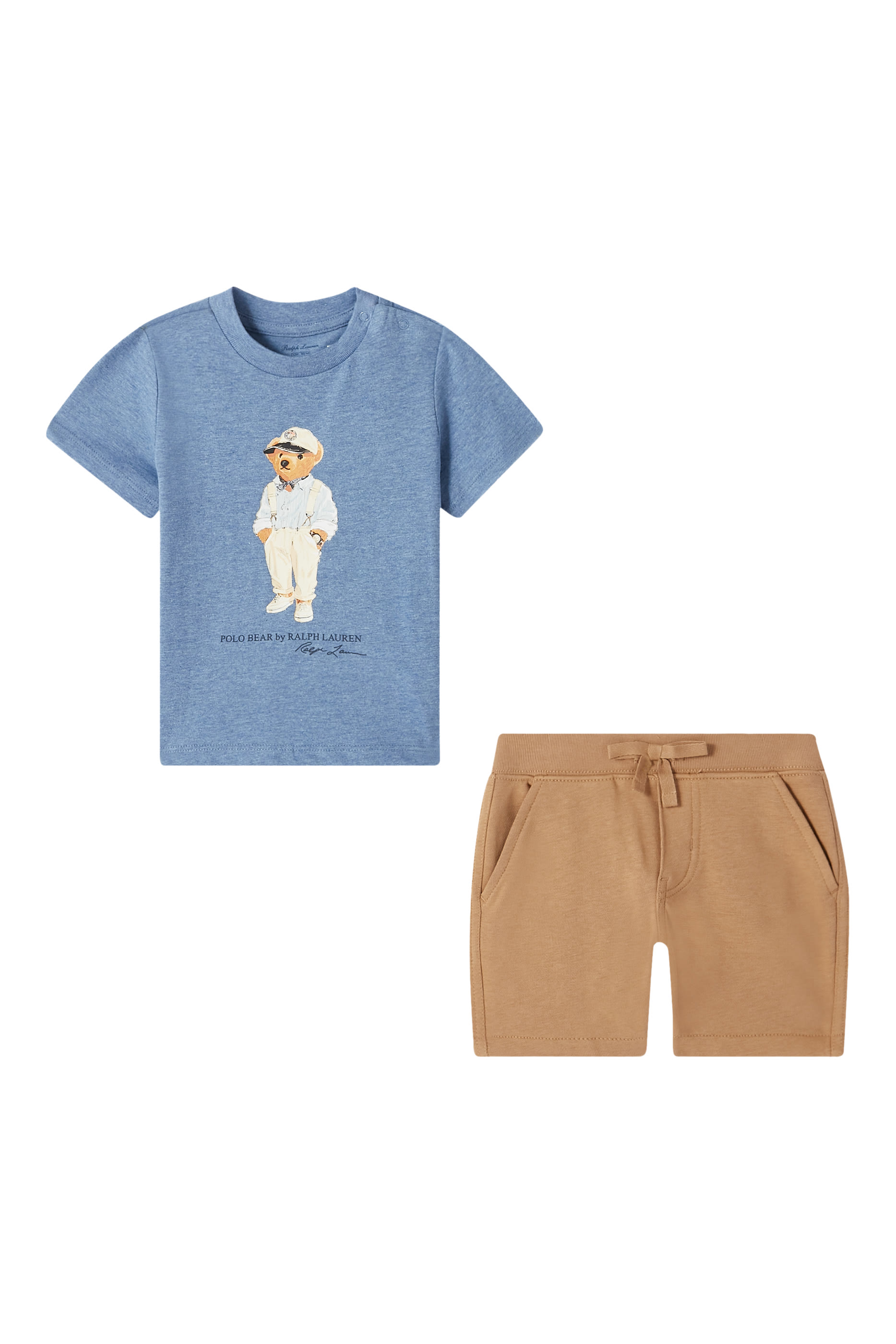Kids Polo Bear Cotton T-Shirt & Short Set