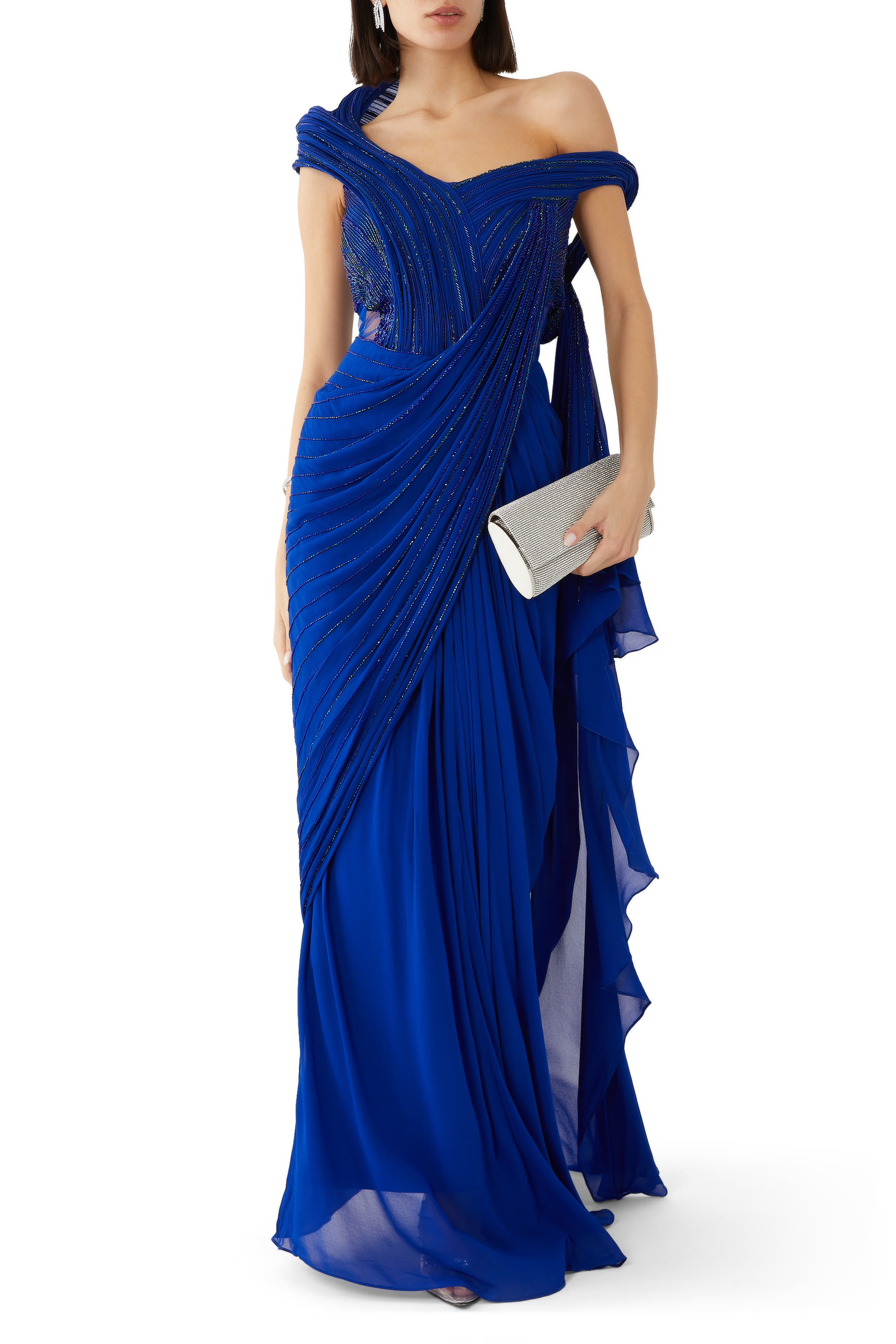 One Shoulder Saree Gown