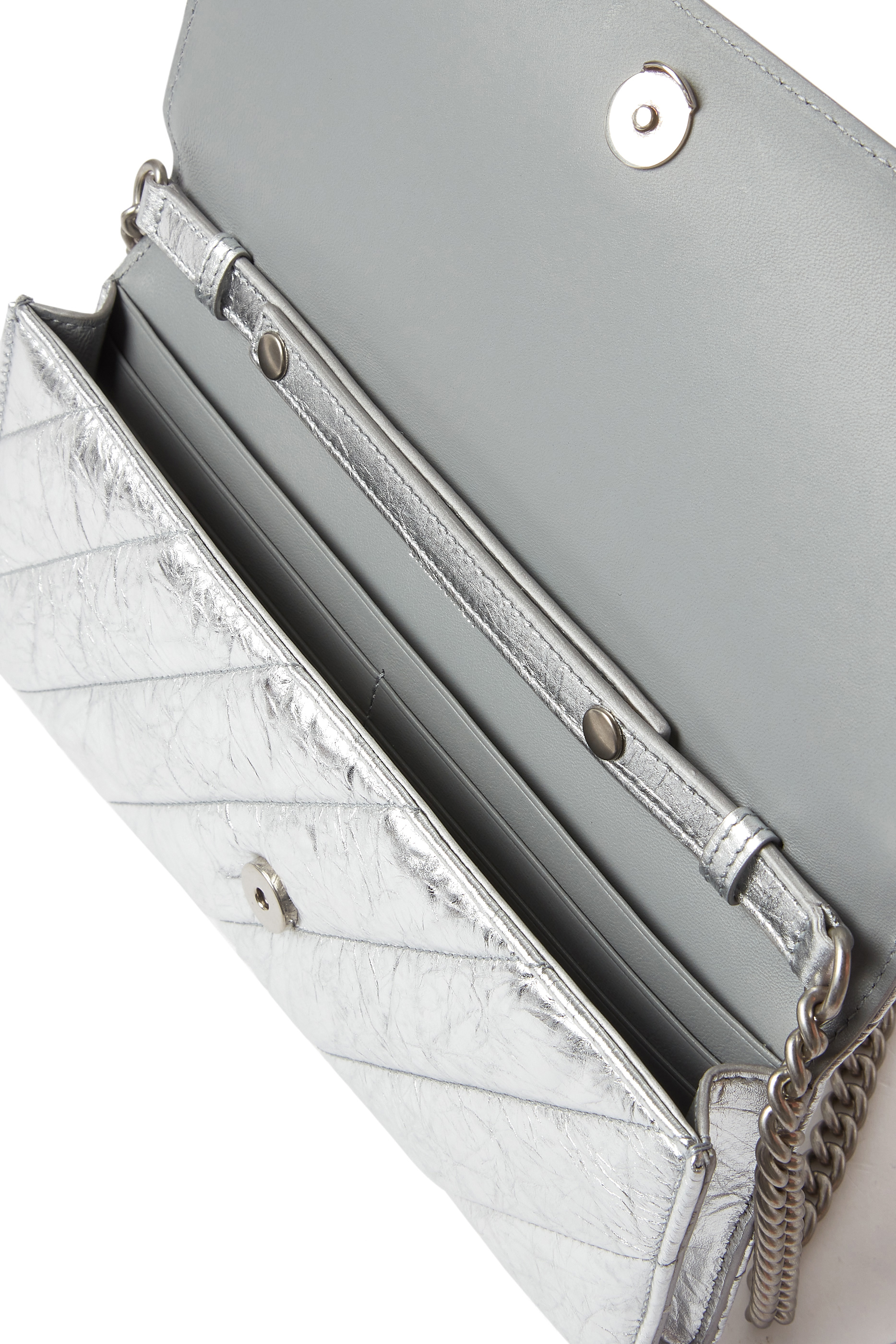 Quilted Crush Metallic Chain Wallet