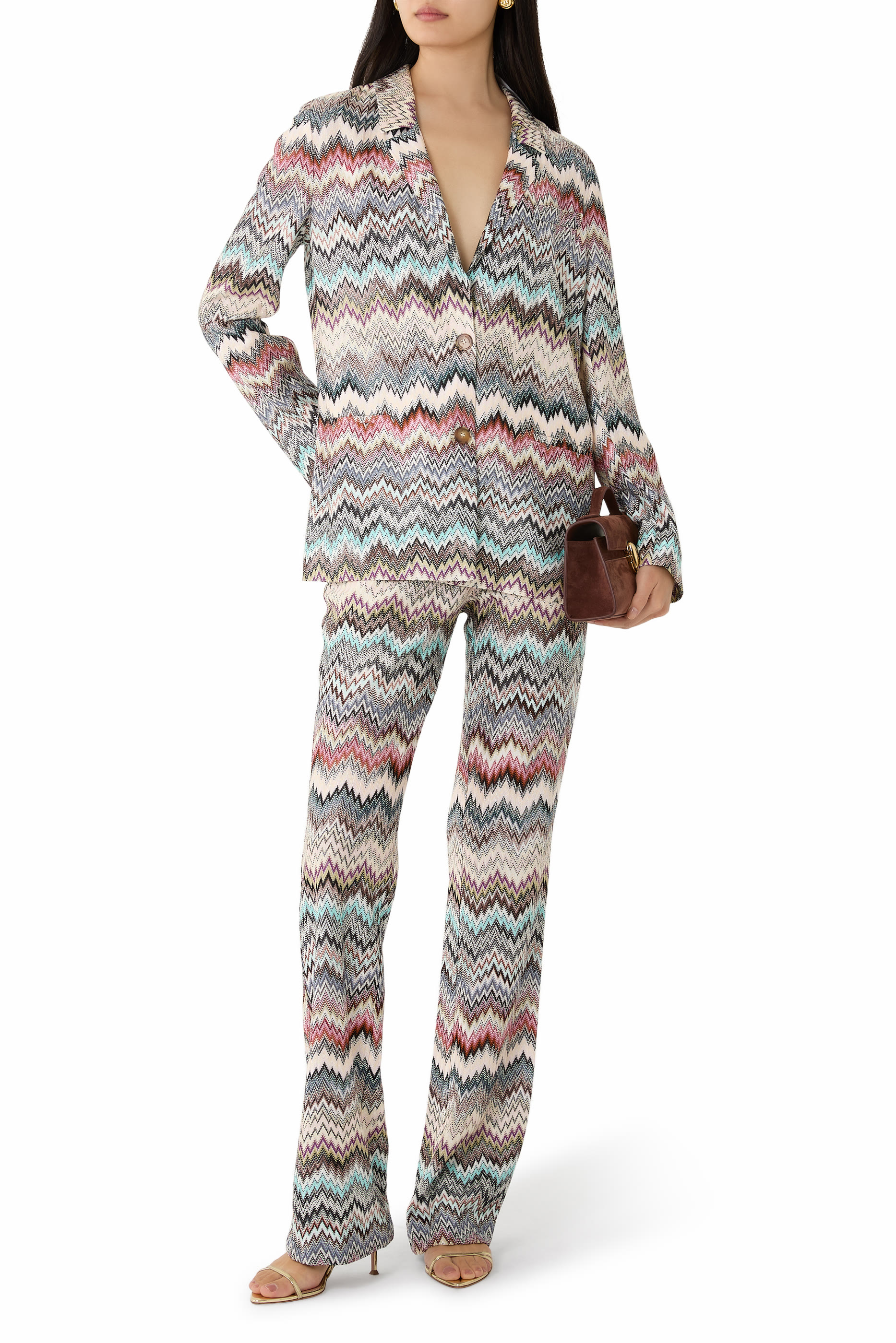 Single-Breasted Blazer with Snake Pattern