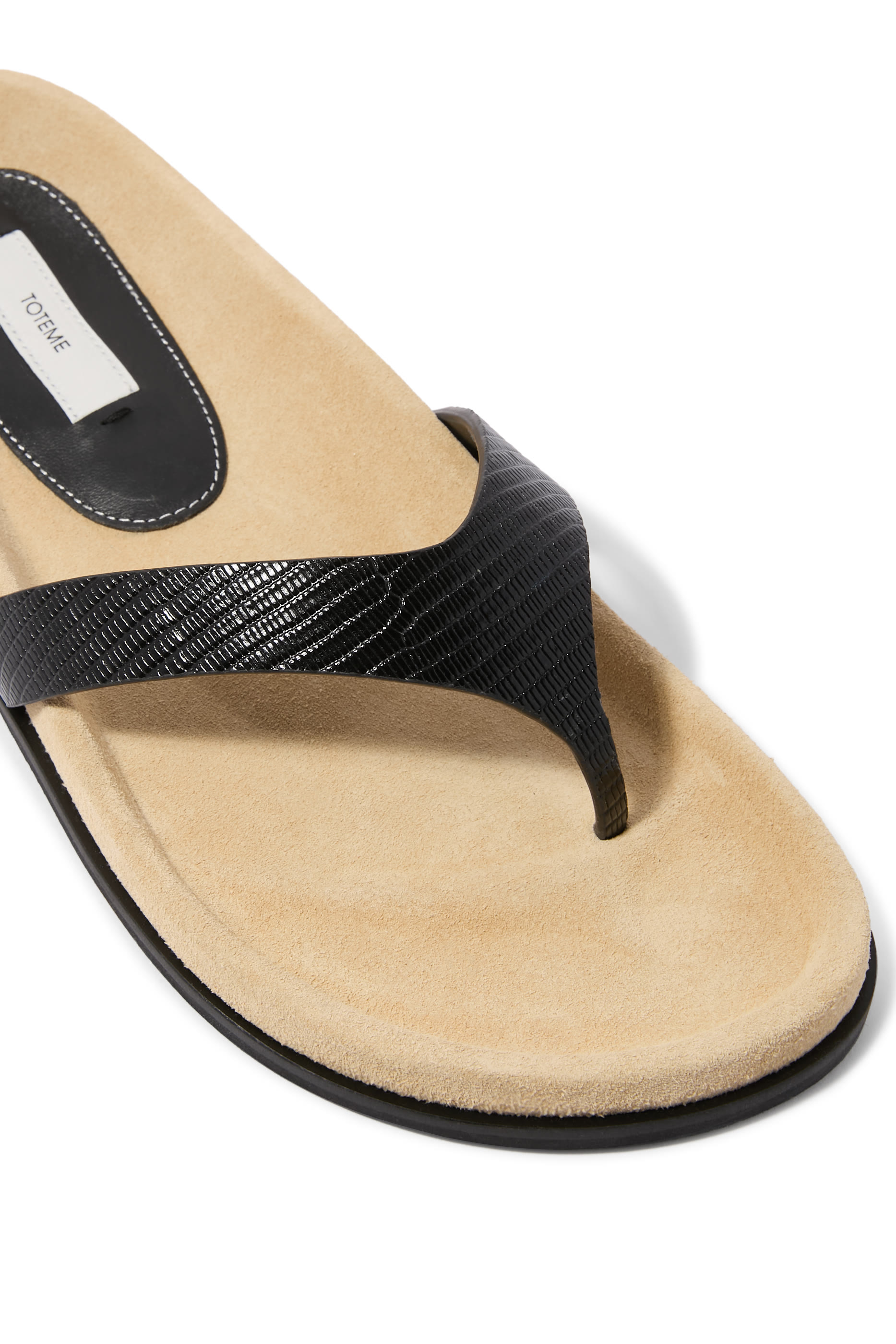 Contoured Lizard-Embossed Flip Flops