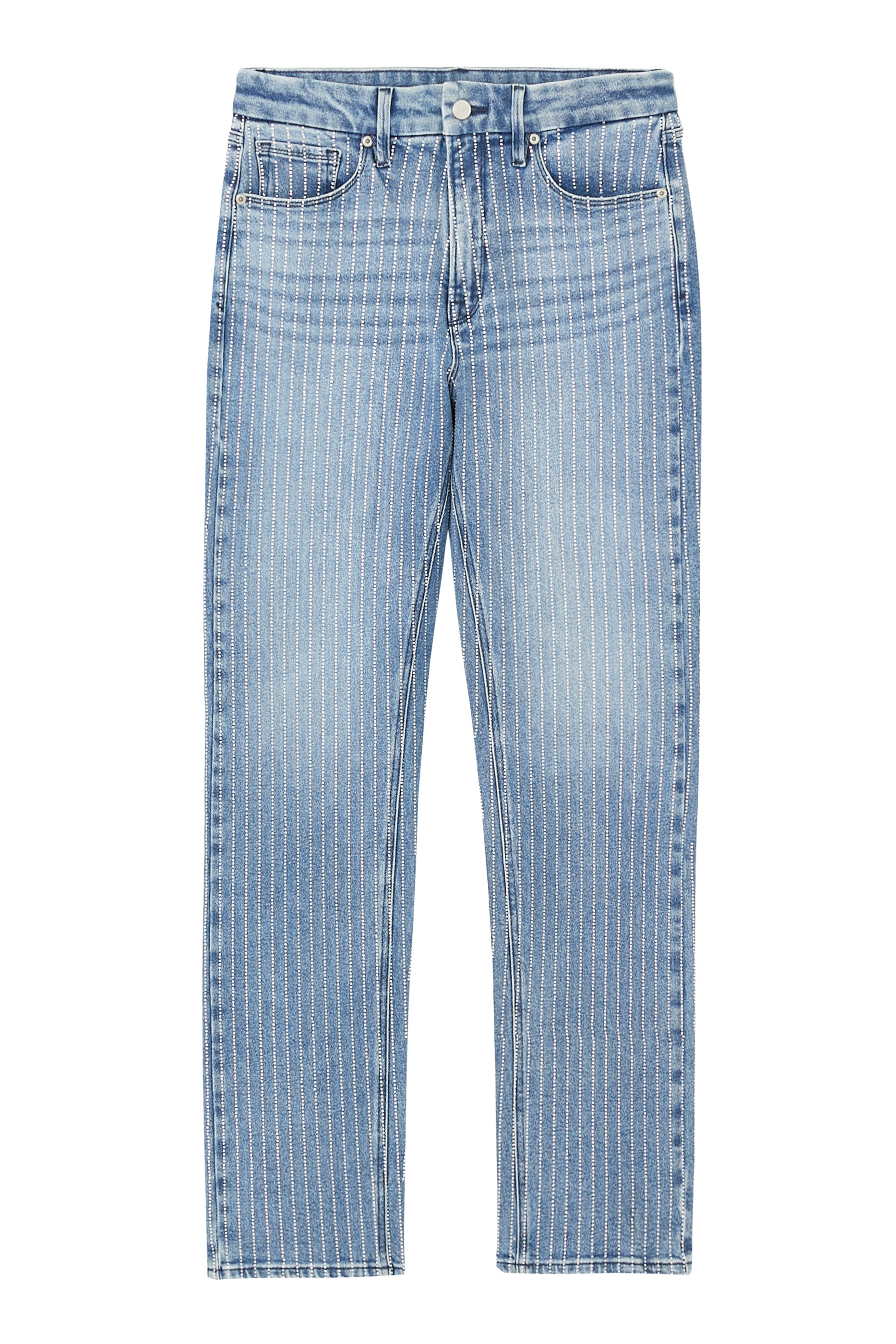 Good Icon Rhinestone Straight-Leg Jeans