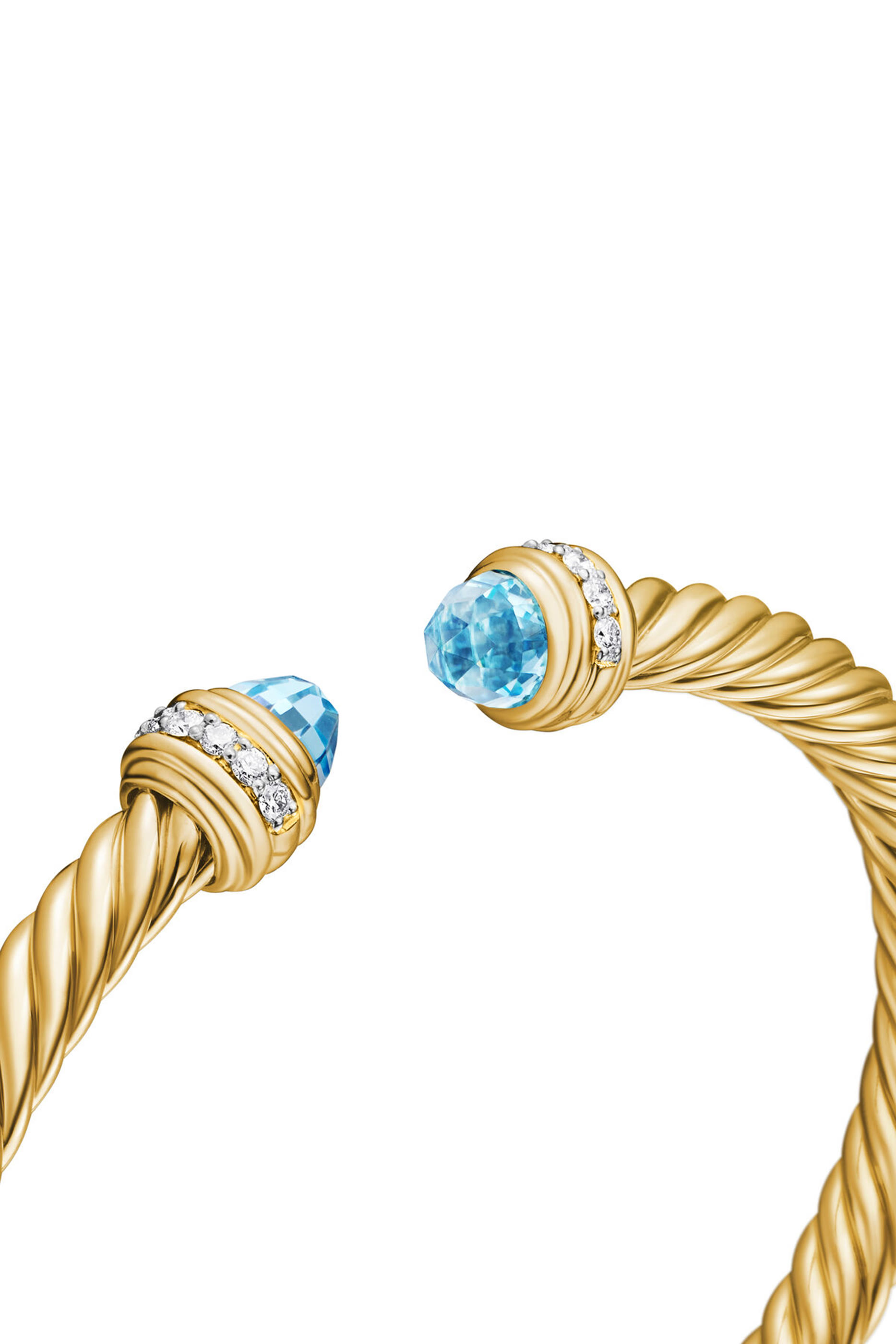 Classic Cablespira® Bracelet,  18K Yellow Gold with Blue Topaz & Diamonds