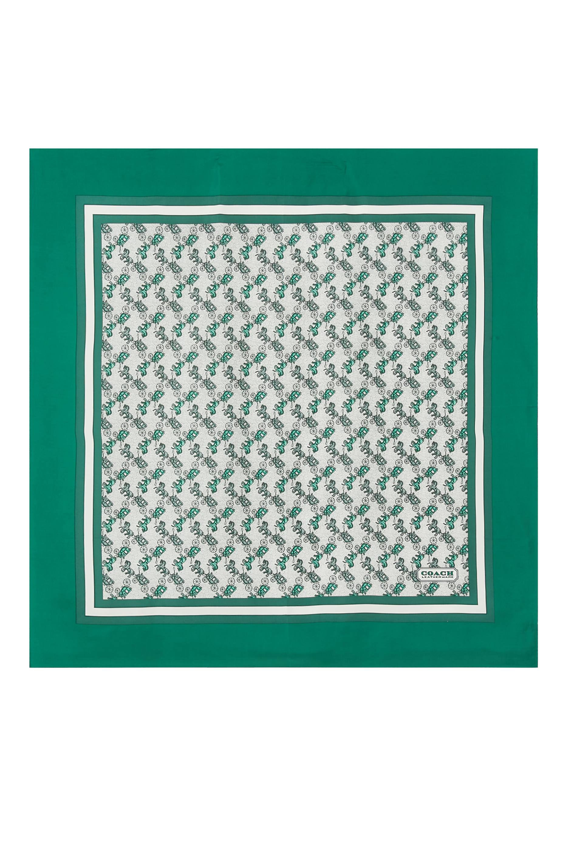 Horse & Carriage Print Silk Square Scarf