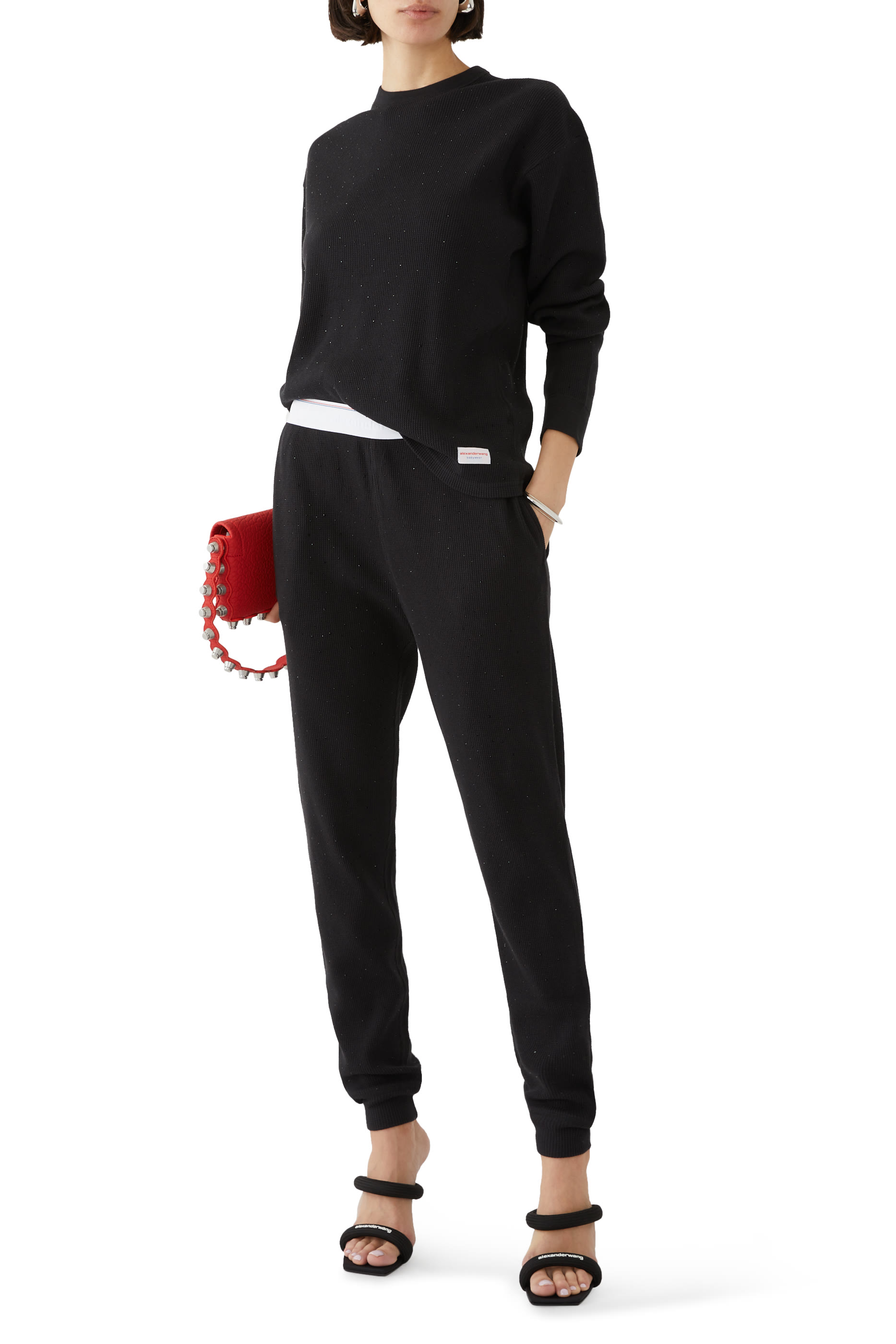 Crystal Hotfix Jogger Pant in Waffle Knit