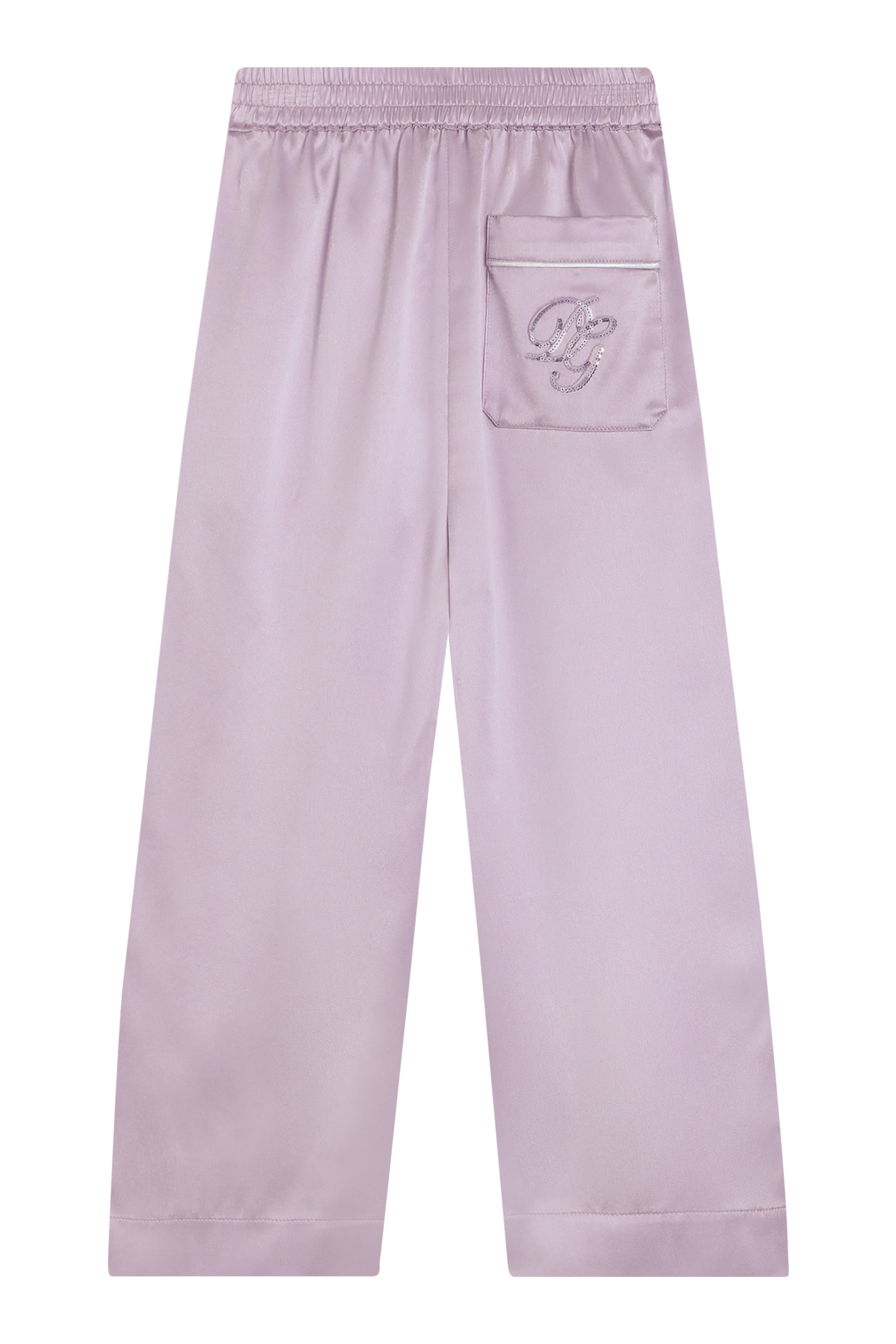 Kids Logo Embroidery Silk Satin Vanity Pants