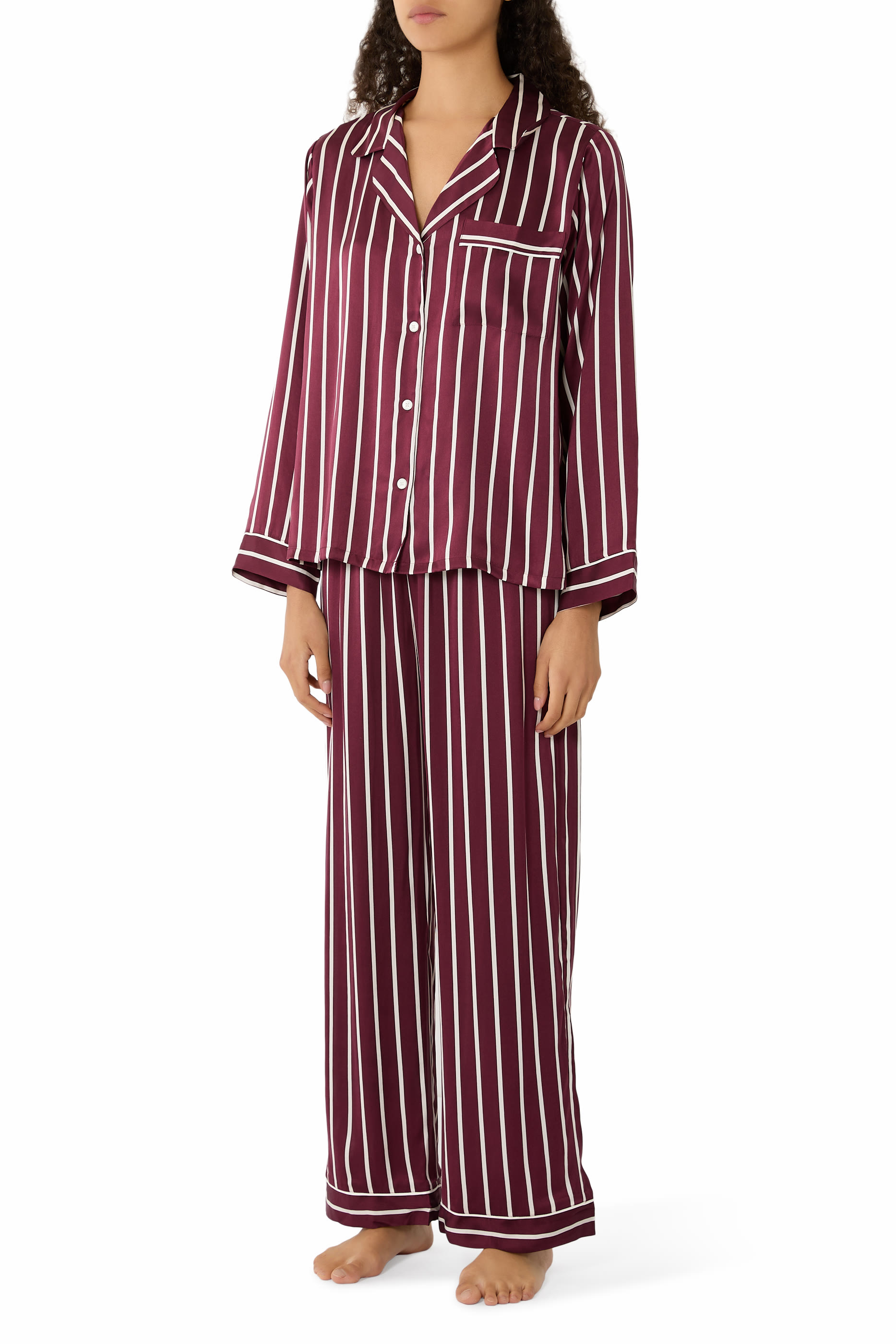 Inez Washable Silk Printed Long PJ Set