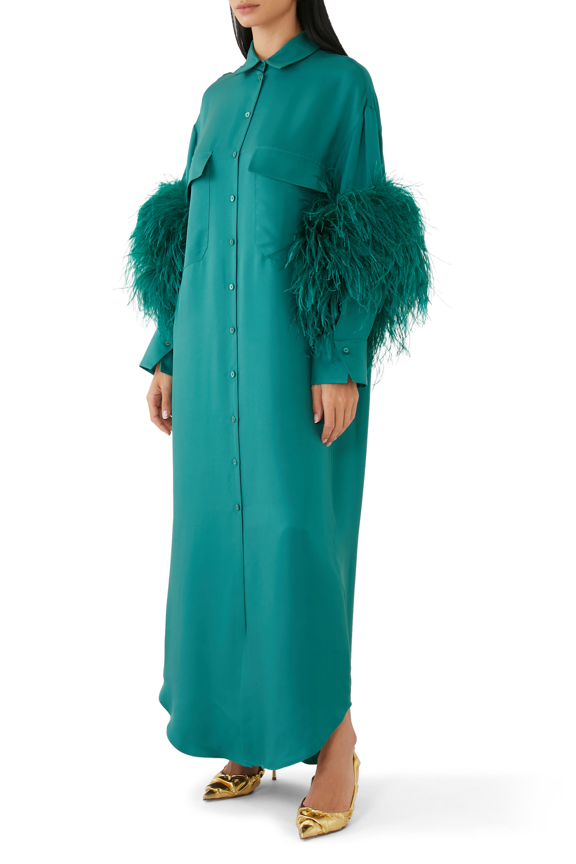 Button Down Feather Dress