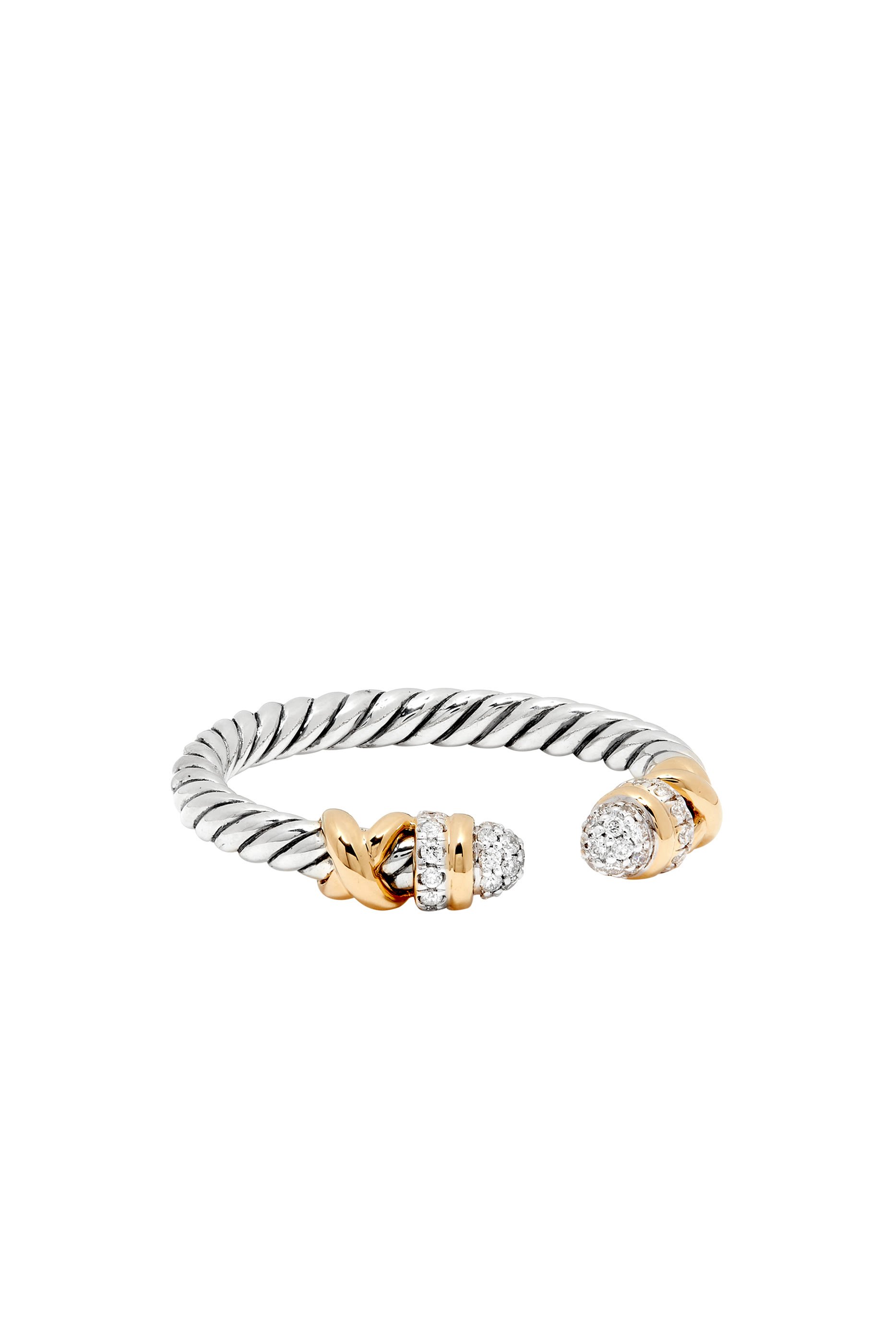 Petite Helena Open Ring, 18K Yellow Gold, Diamonds & Sterling Silver