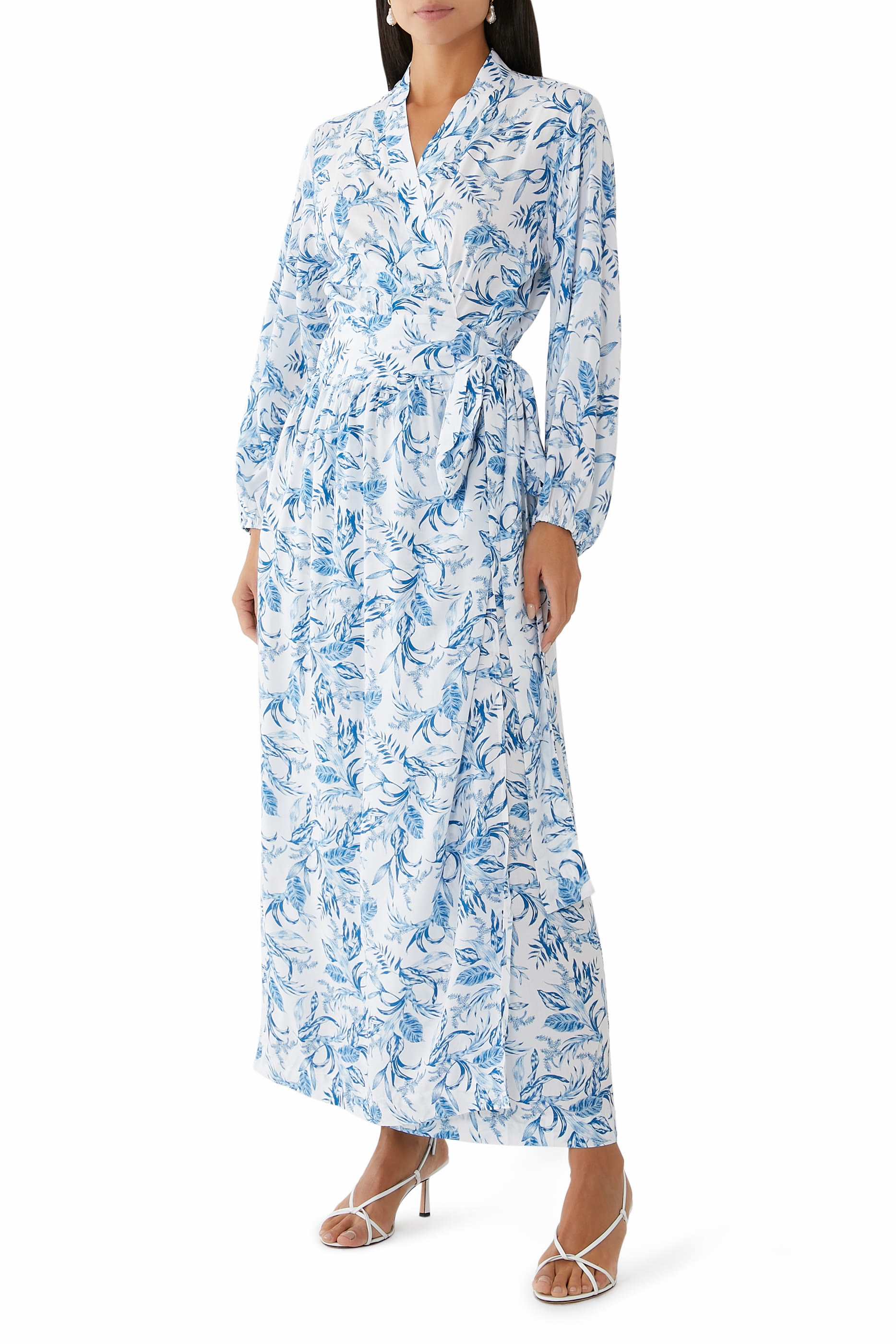 Rachel Blue Leaf Maxi Dress
