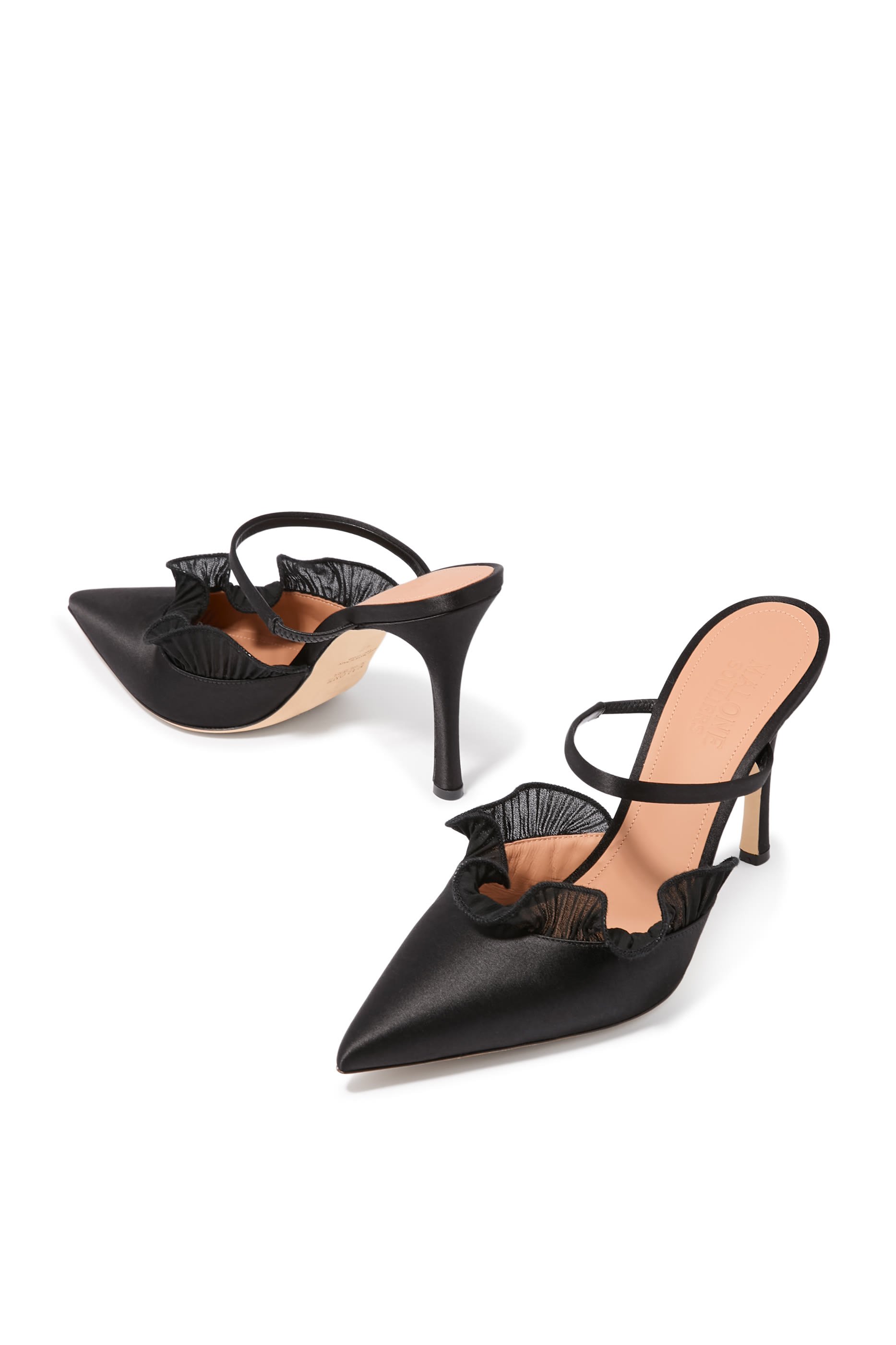 Cecile Satin Heeled Mules