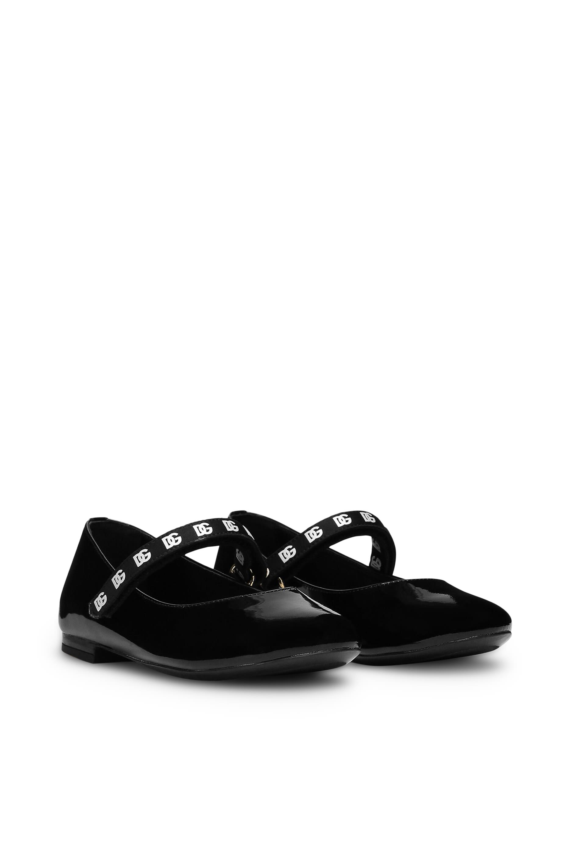Kids Logo Strap Patent-Leather Ballet Flats