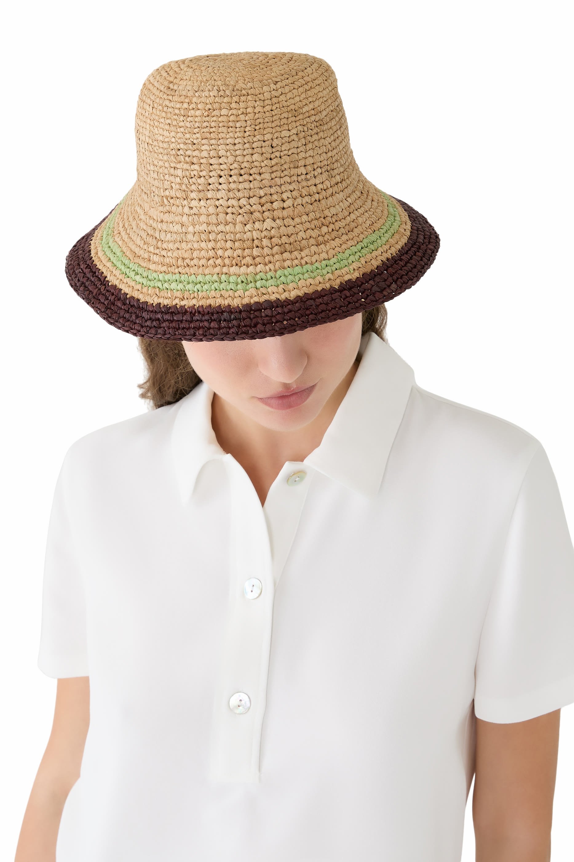 Stripe Raffia Bucket Hat