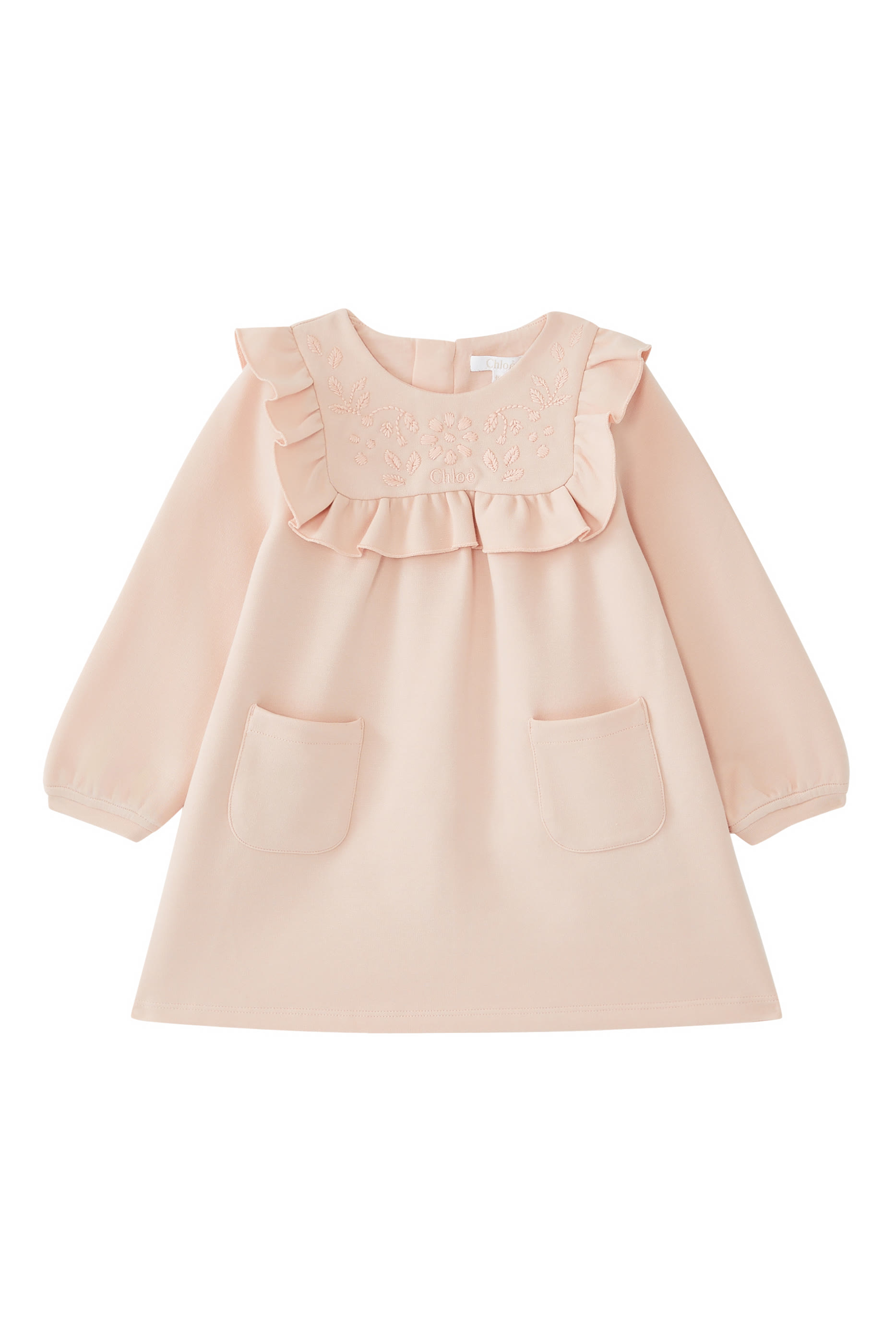 Kids Frilled Trim Long Sleeve Dress