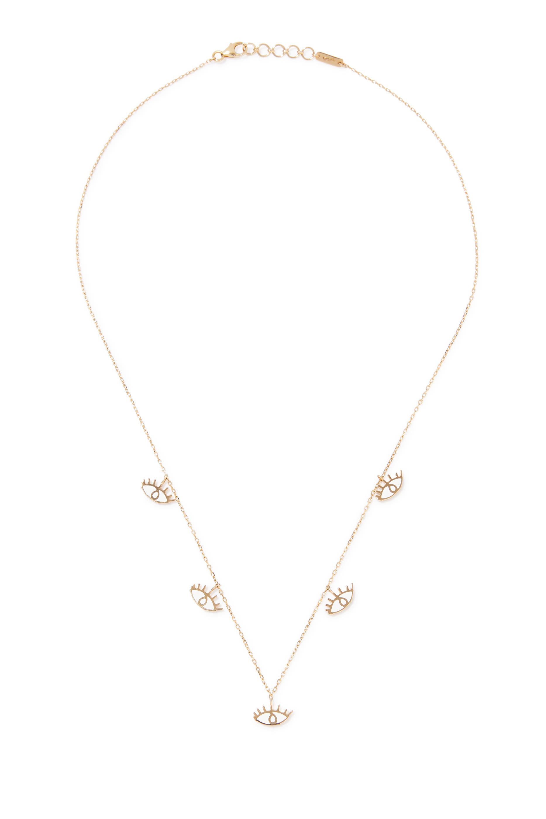 Evil Eye Charm Necklace, 18k Yellow Gold & Enamel