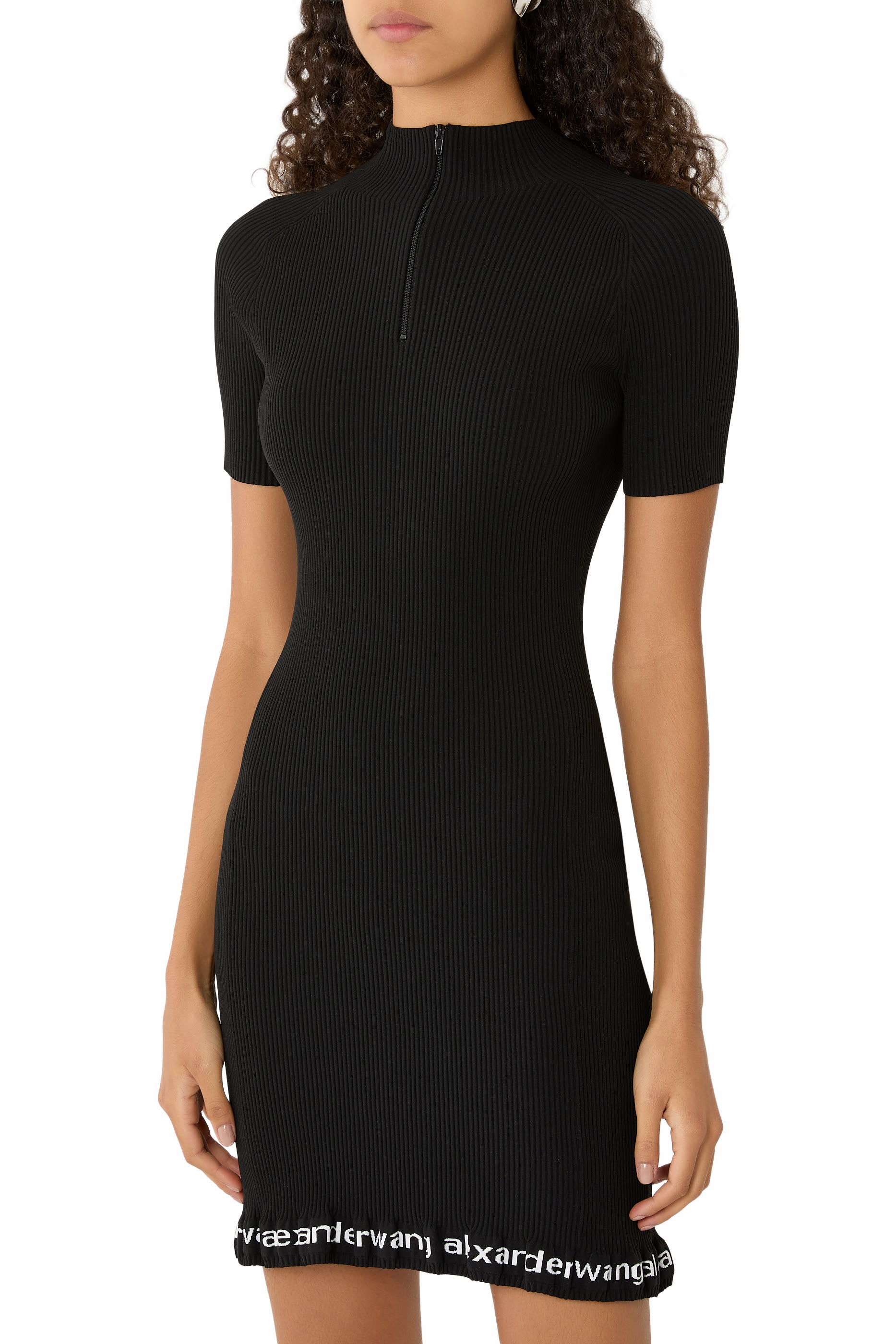 Ribbed Short Sleeves Dress