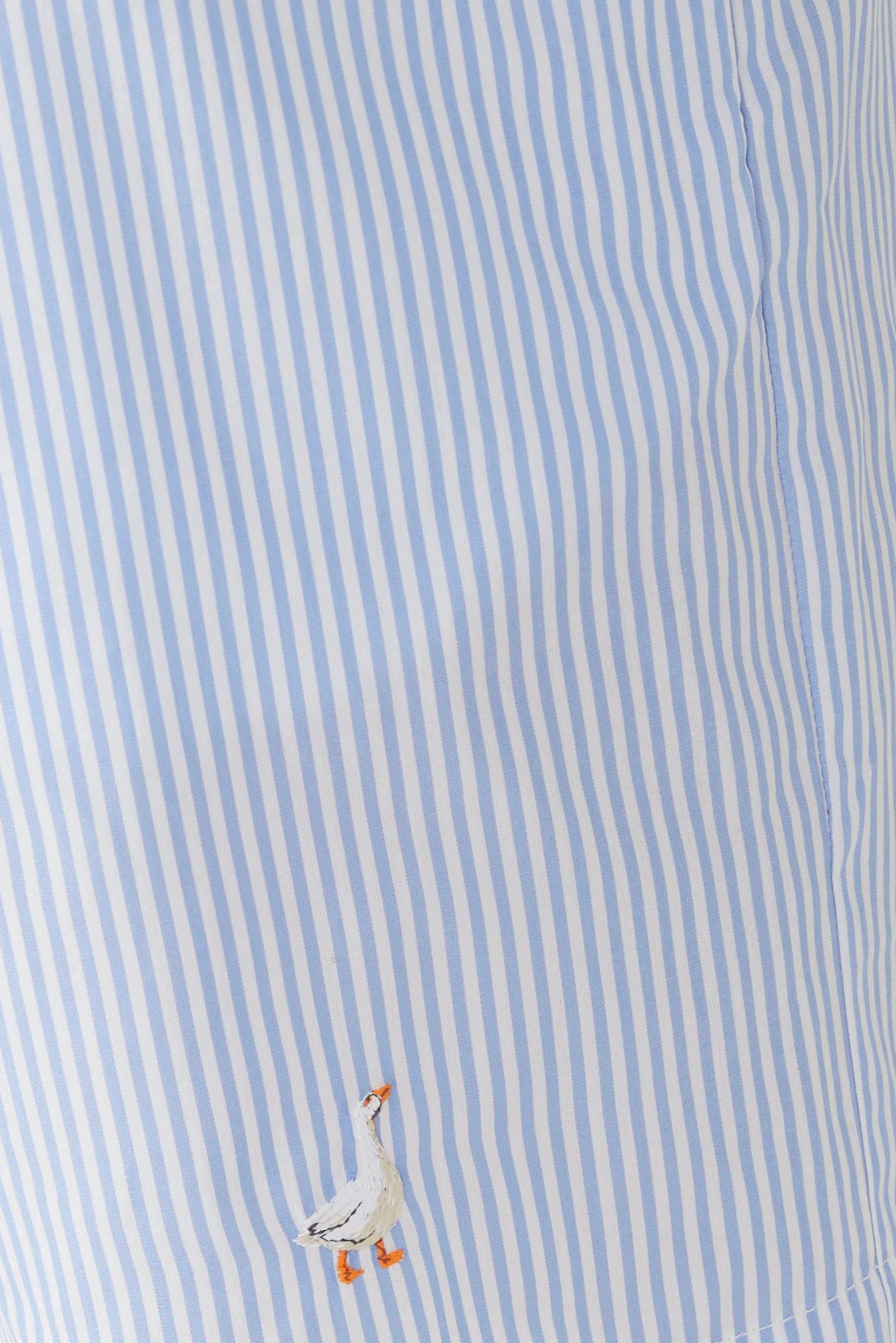 Goose Embroidery Striped Poplin Shorts