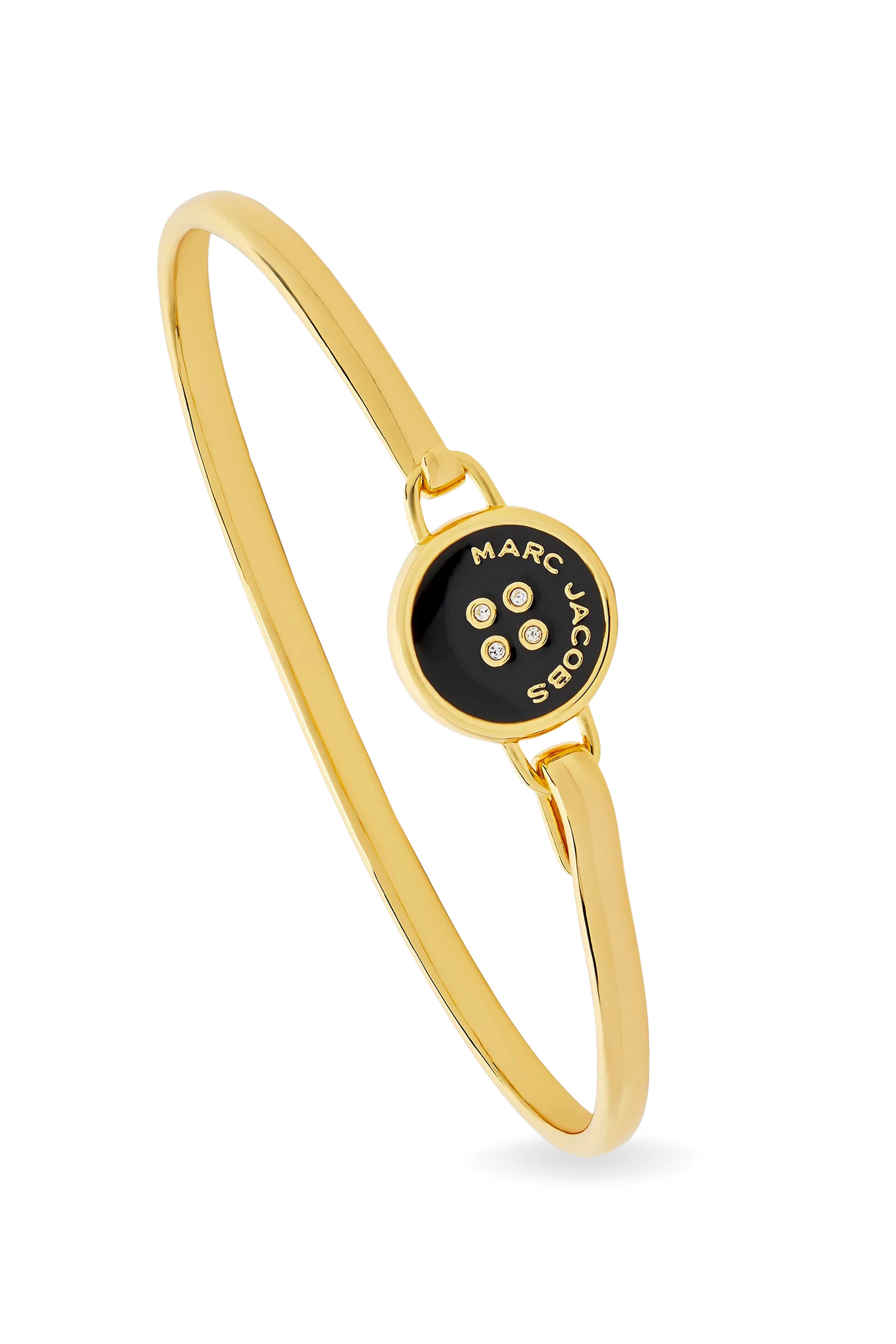 The Button Hinge Bracelet, Gold-Plated Brass with Enamel & Glass Stones