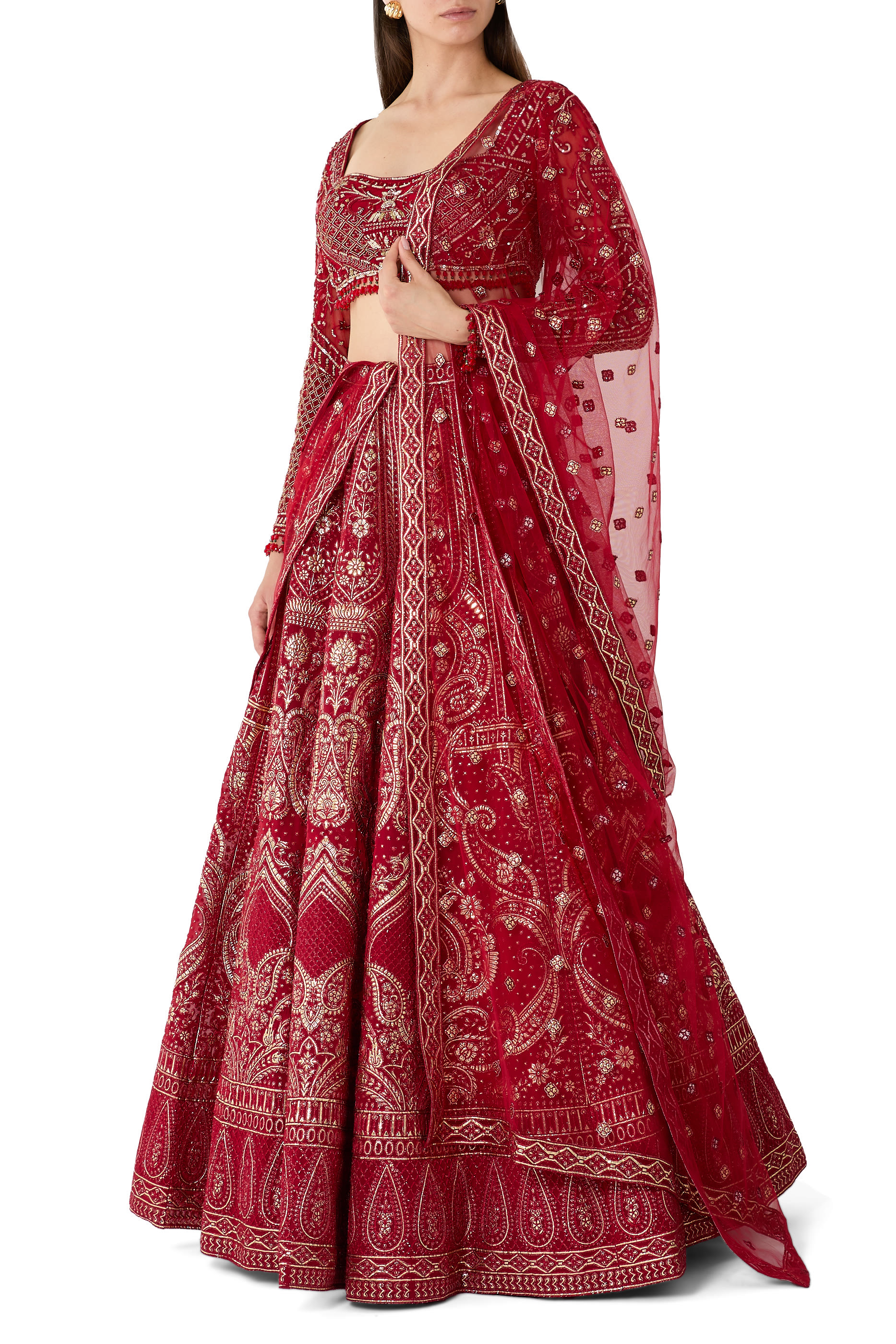 Chrome Lehenga Set with Crystal & Sequin Blouse