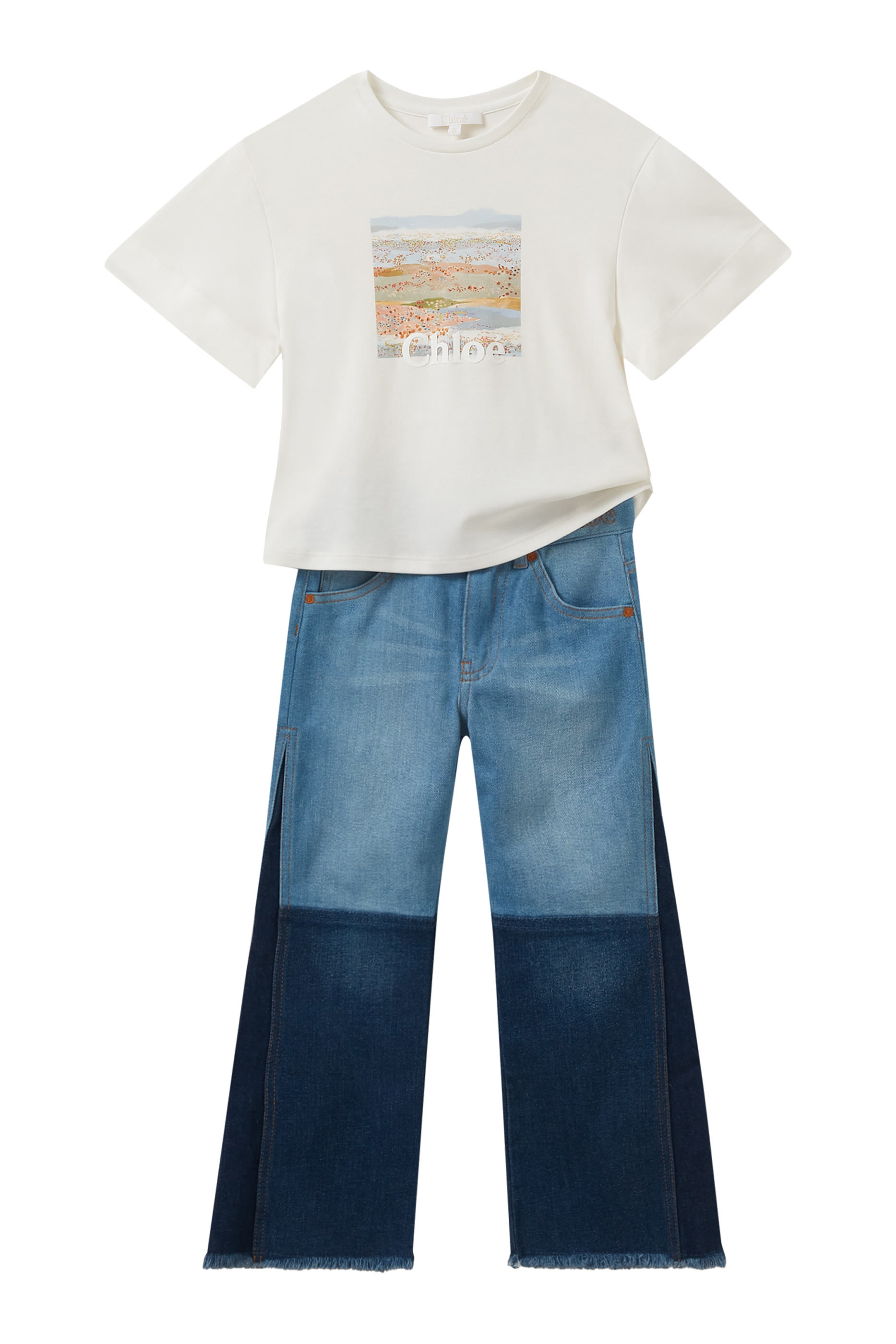 Kids Patchwork Wide-Leg Jeans