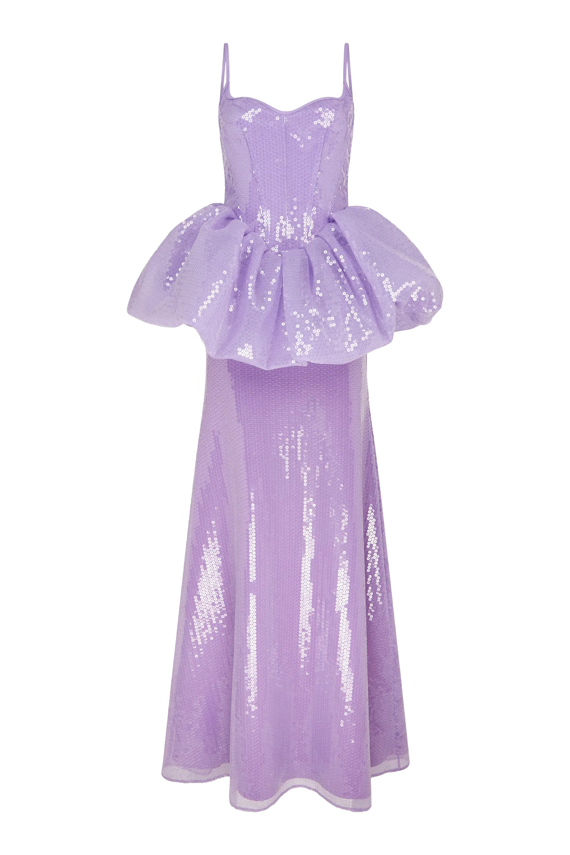 Peplum Detail Sequin Gown 