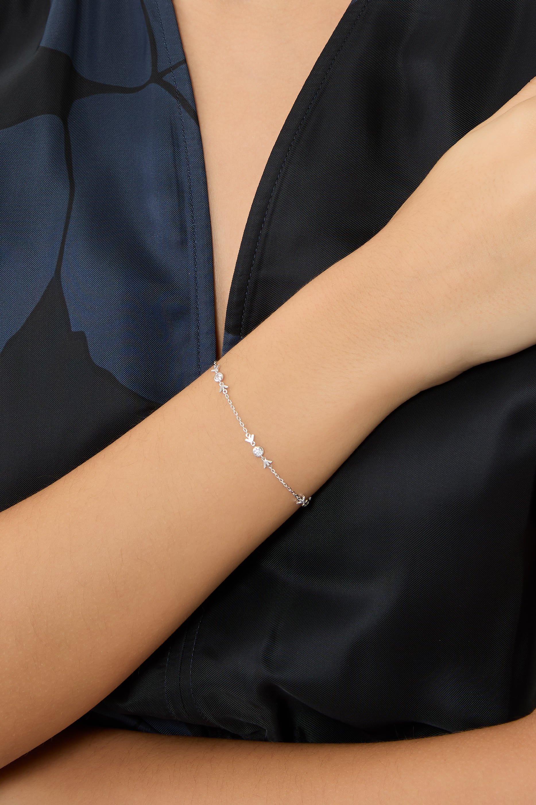 Station Bracelet, Sterling Silver