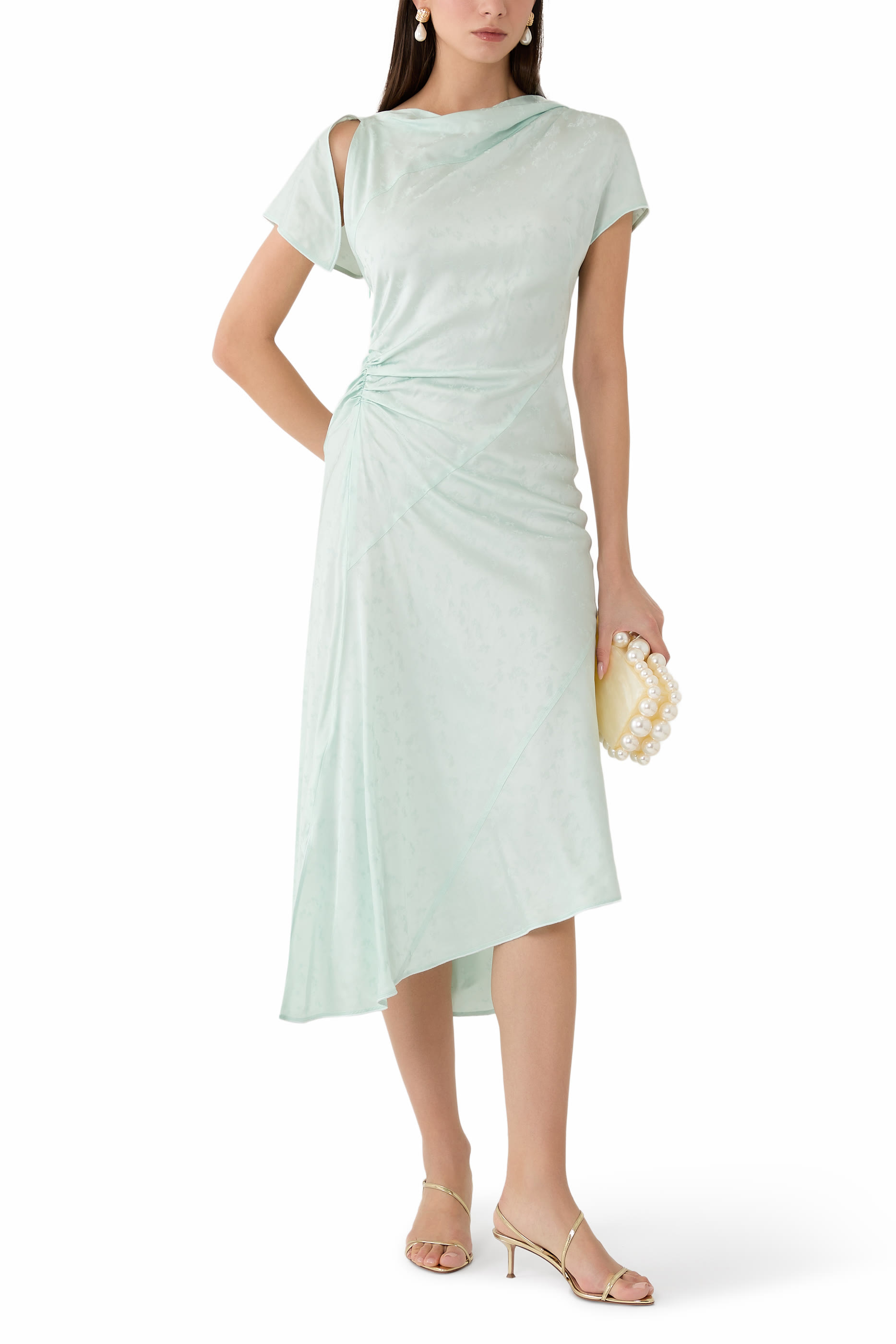 Asymmetric Twist Midi Dress