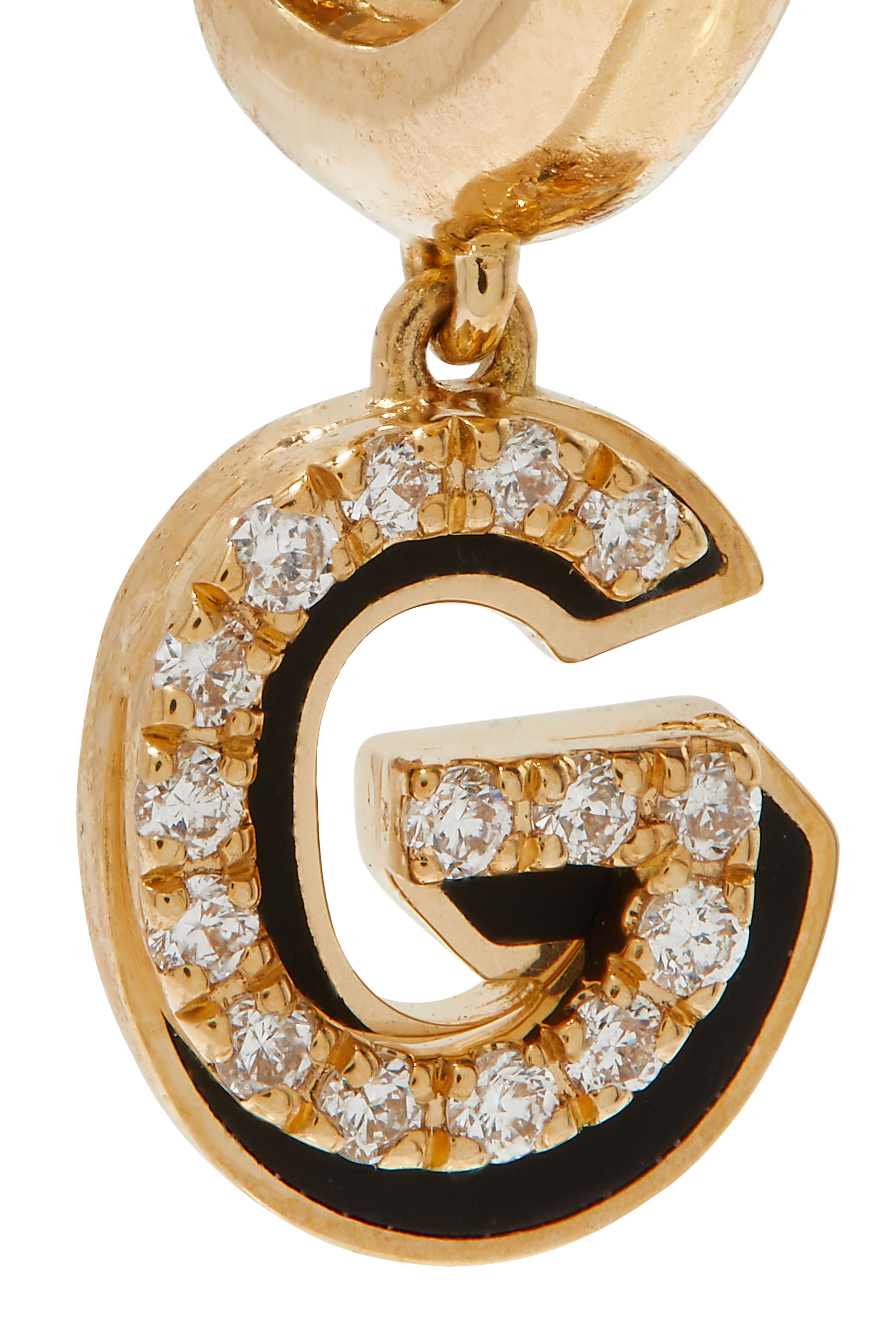 G Huggie Earring, 18k Yellow Gold & Diamonds