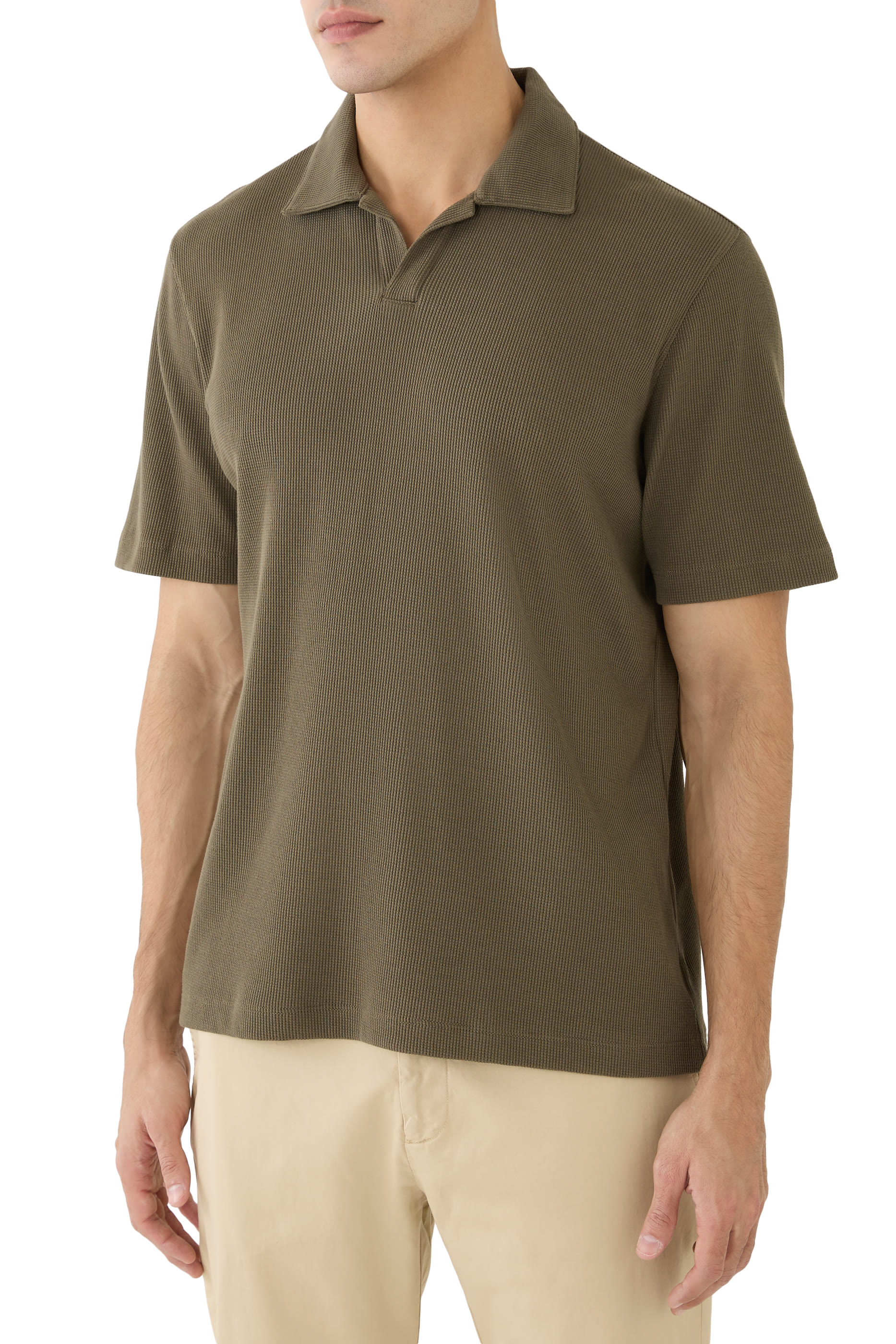 Waffle-Knit Cotton Polo Shirt