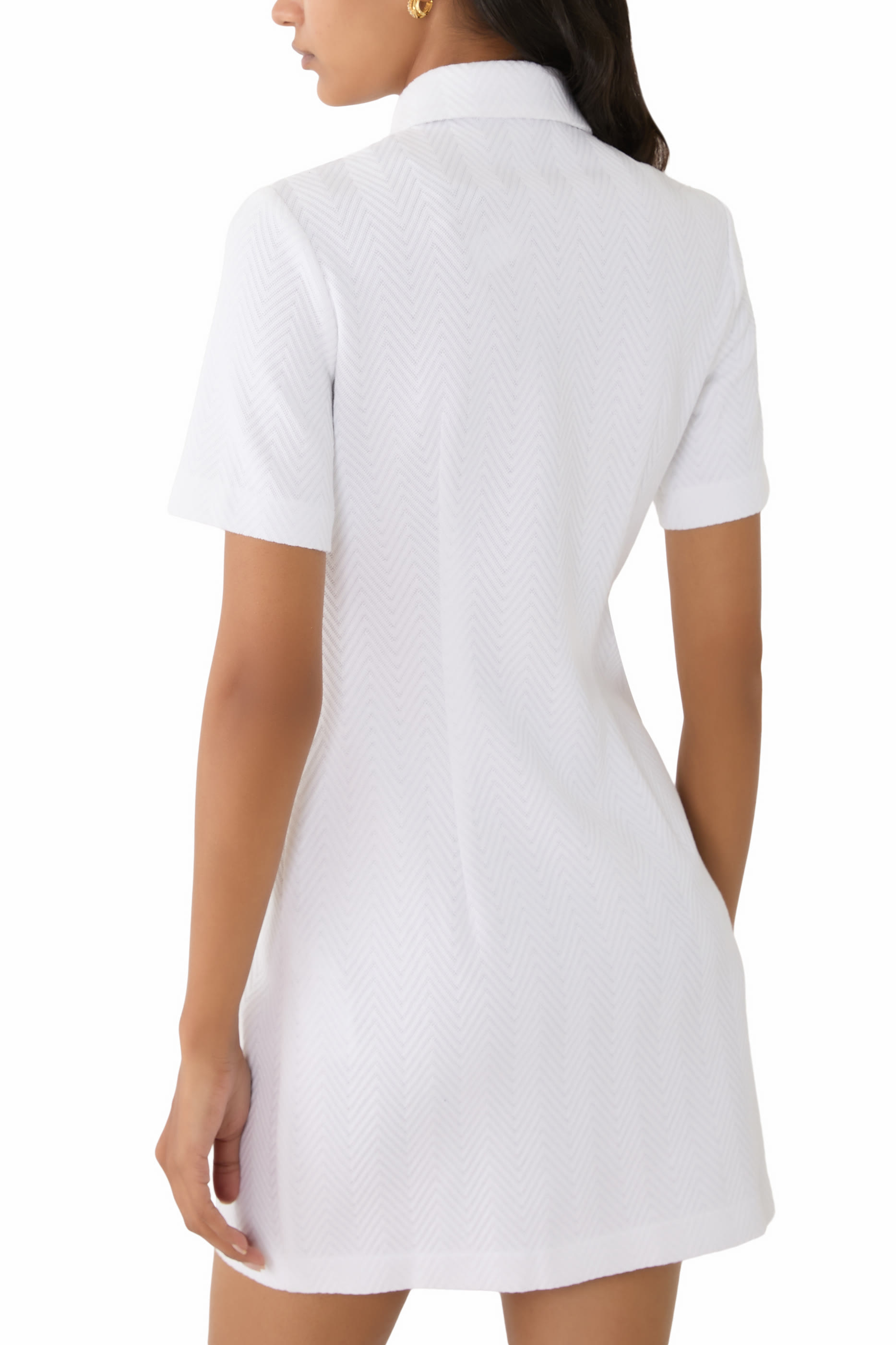 Zigzag Pattern Polo Mini Dress