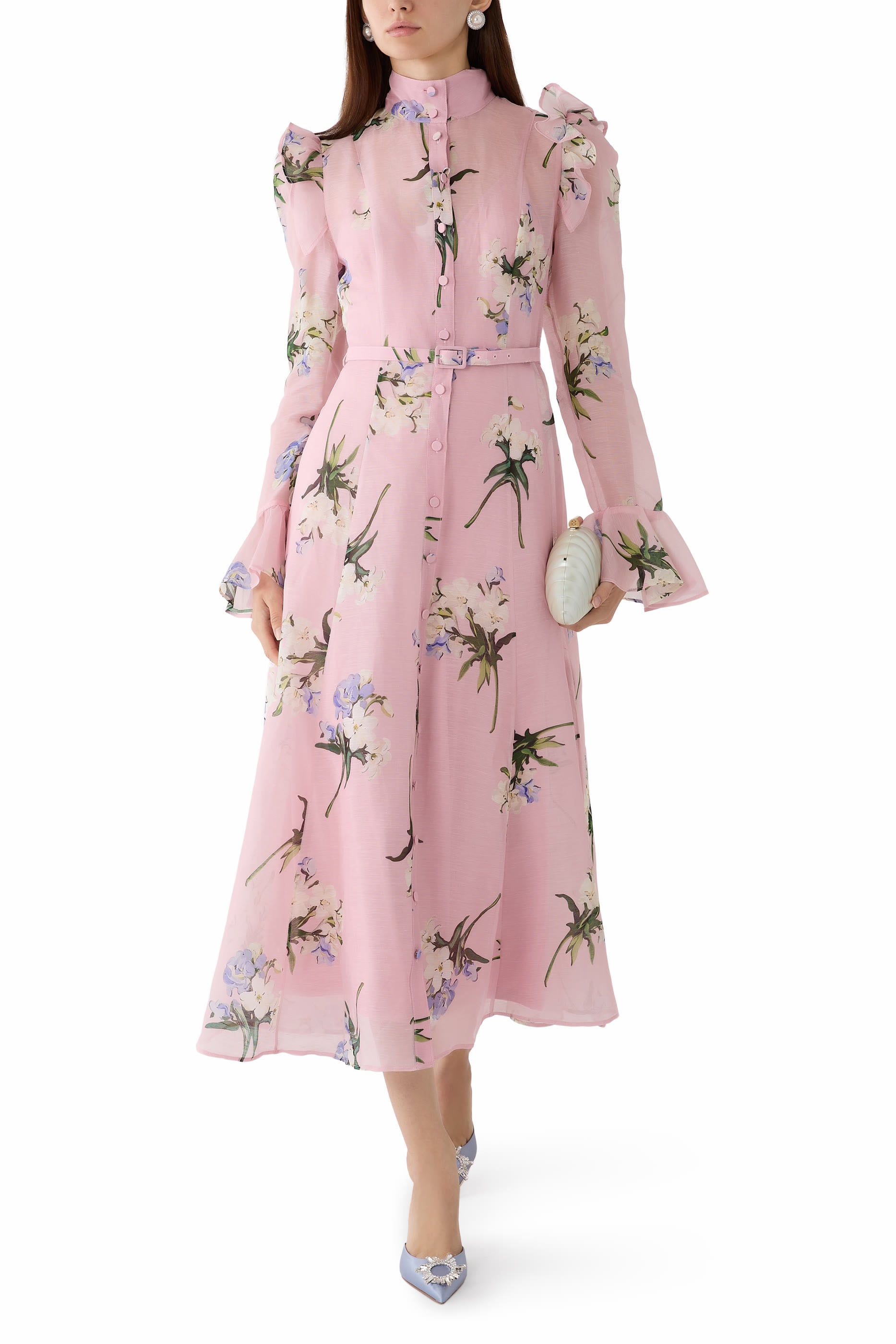 Katrina Butterfly Sleeves Midi Dress