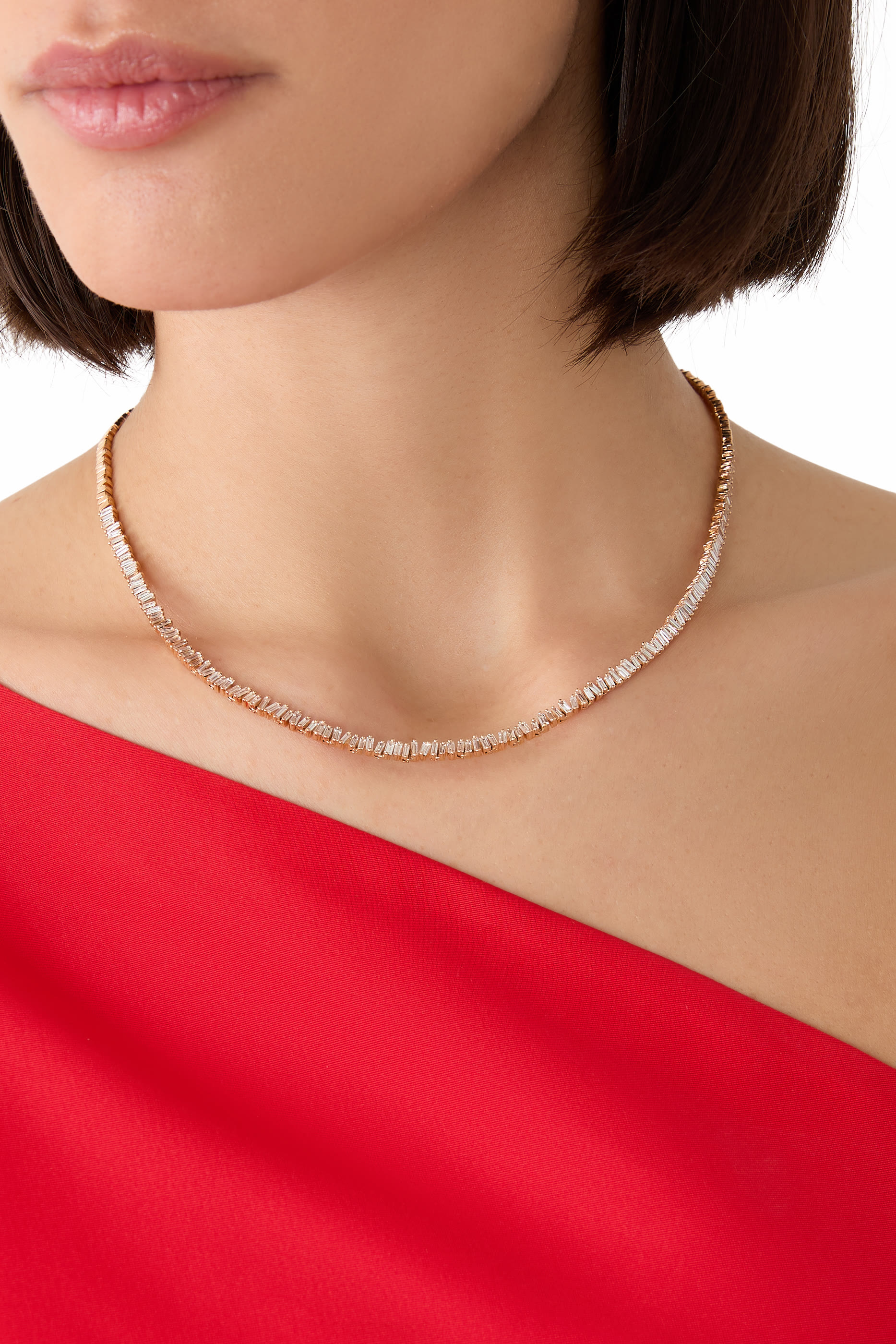 Classic Diamond Mini Tennis Necklace, 18k Rose Gold & Diamonds