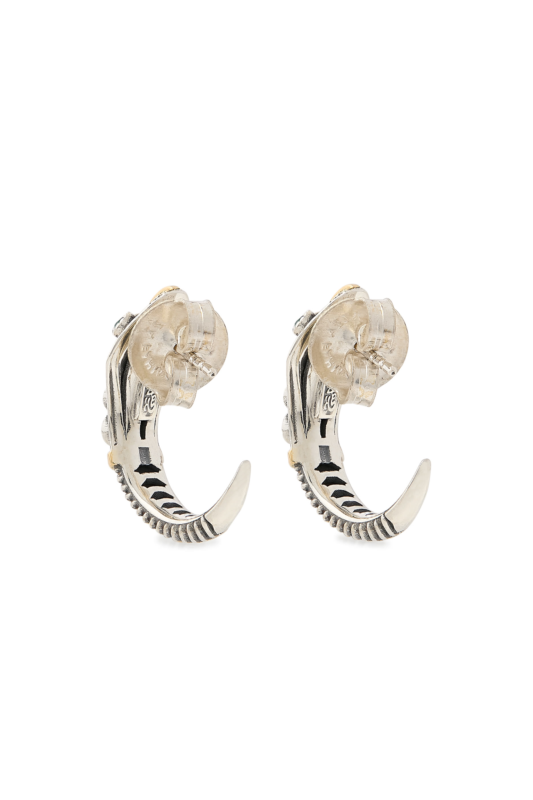 Guardian Snake Earrings, 18k Gold with Sterling Silver, Onyx & Diamonds