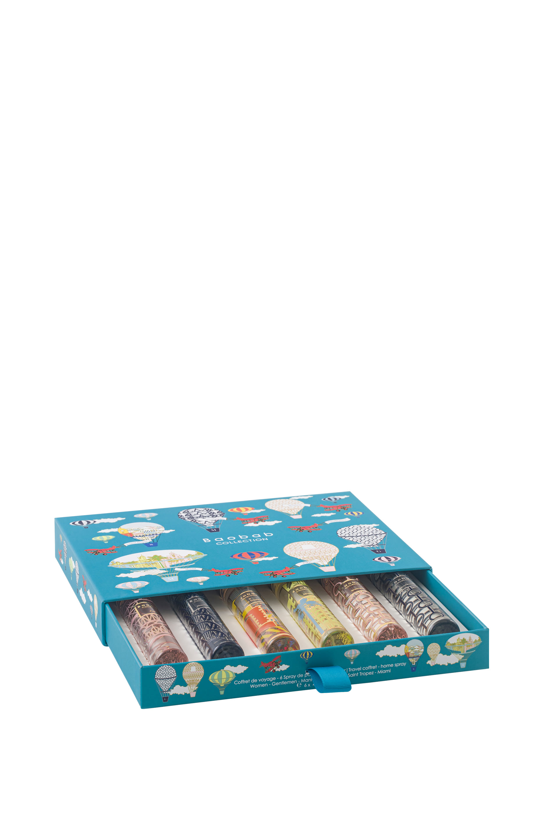 Travel Gift Set - 6 Home Sprays à Saint-Tropez / Miami / Paris / Manhattan / Women / Gentlemen