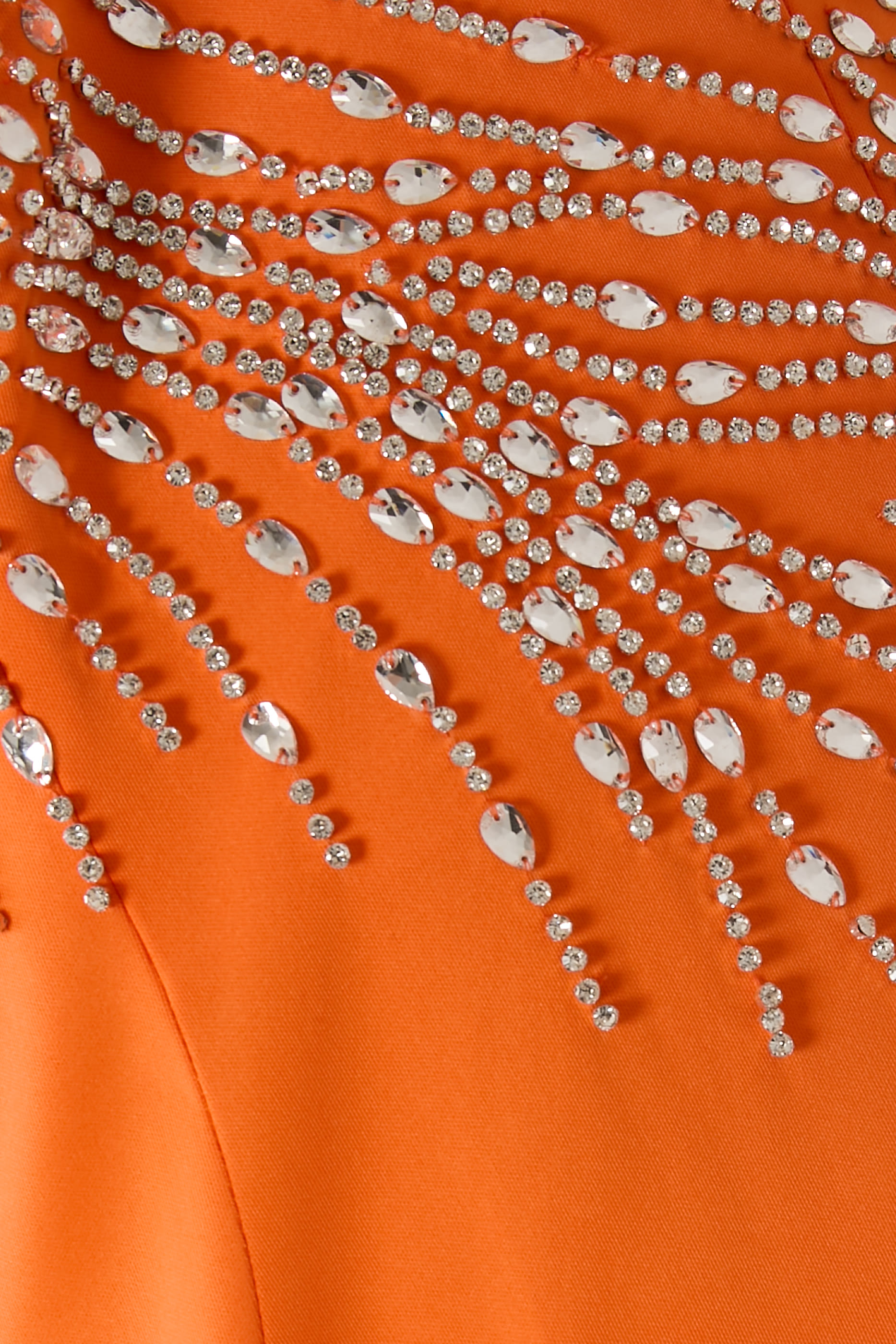 One-Shoulder Beaded Neckline Gown	 