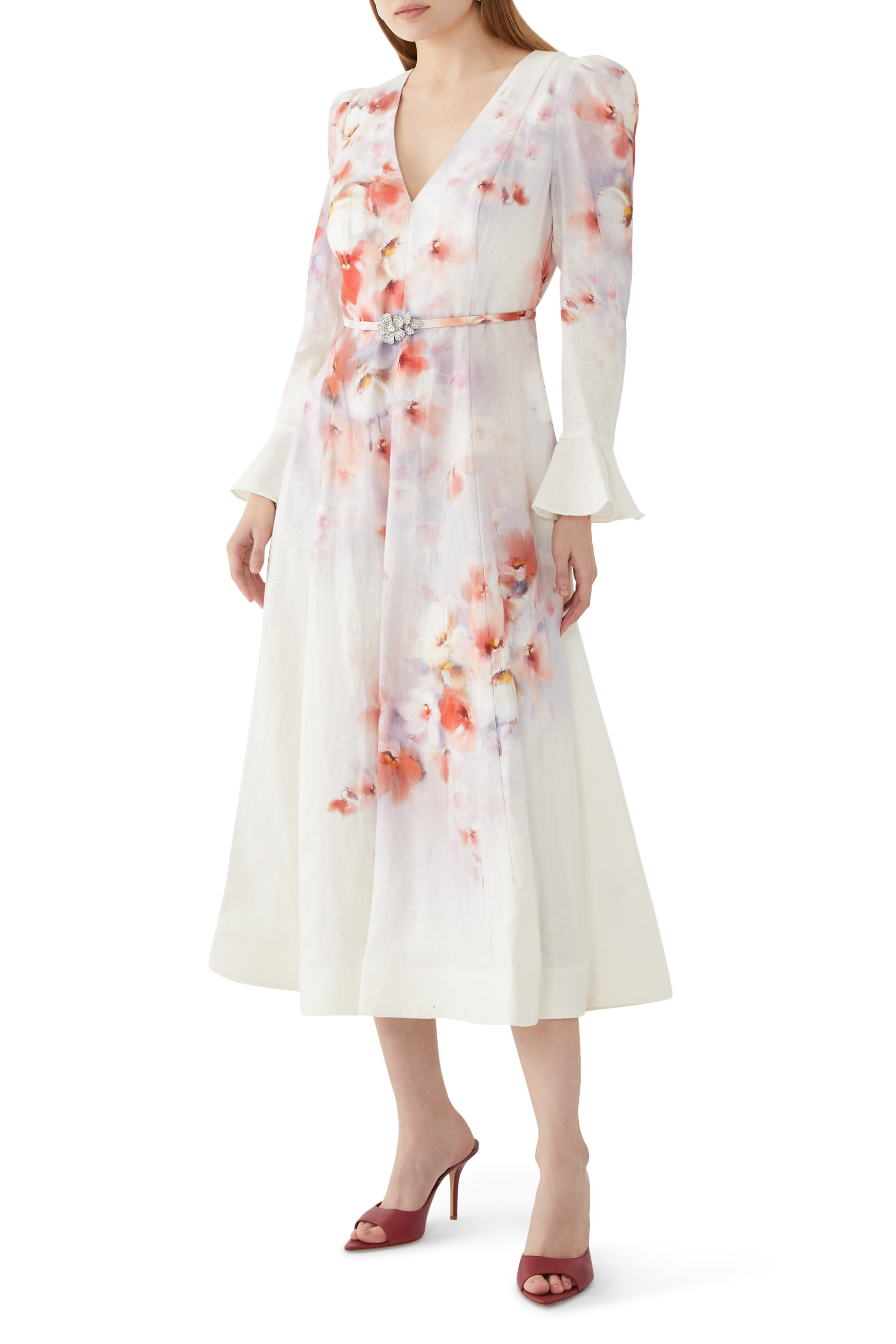 Crush Frill Sleeved Midi Dress