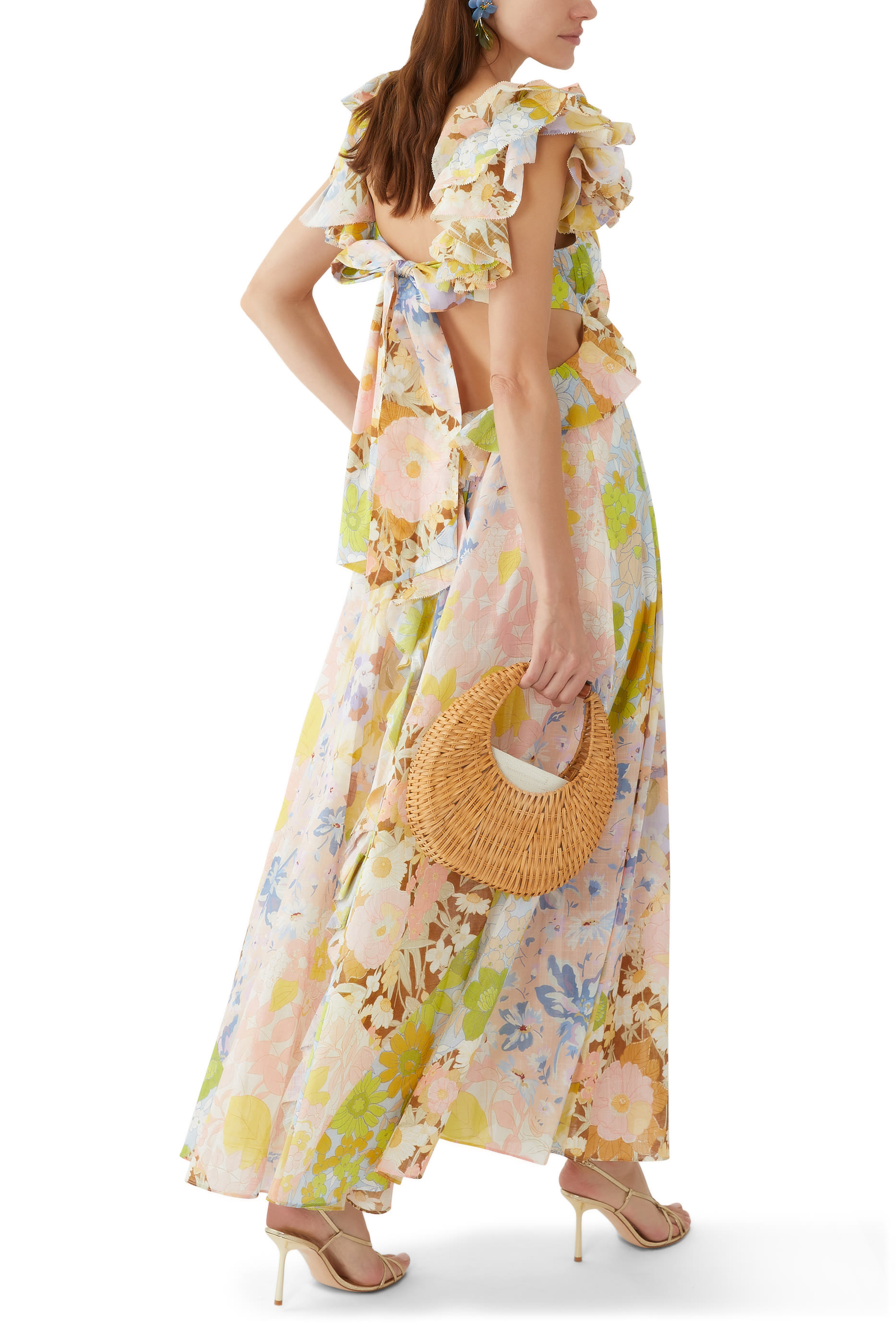 Pop Ruffle Sleeve Midi Dress