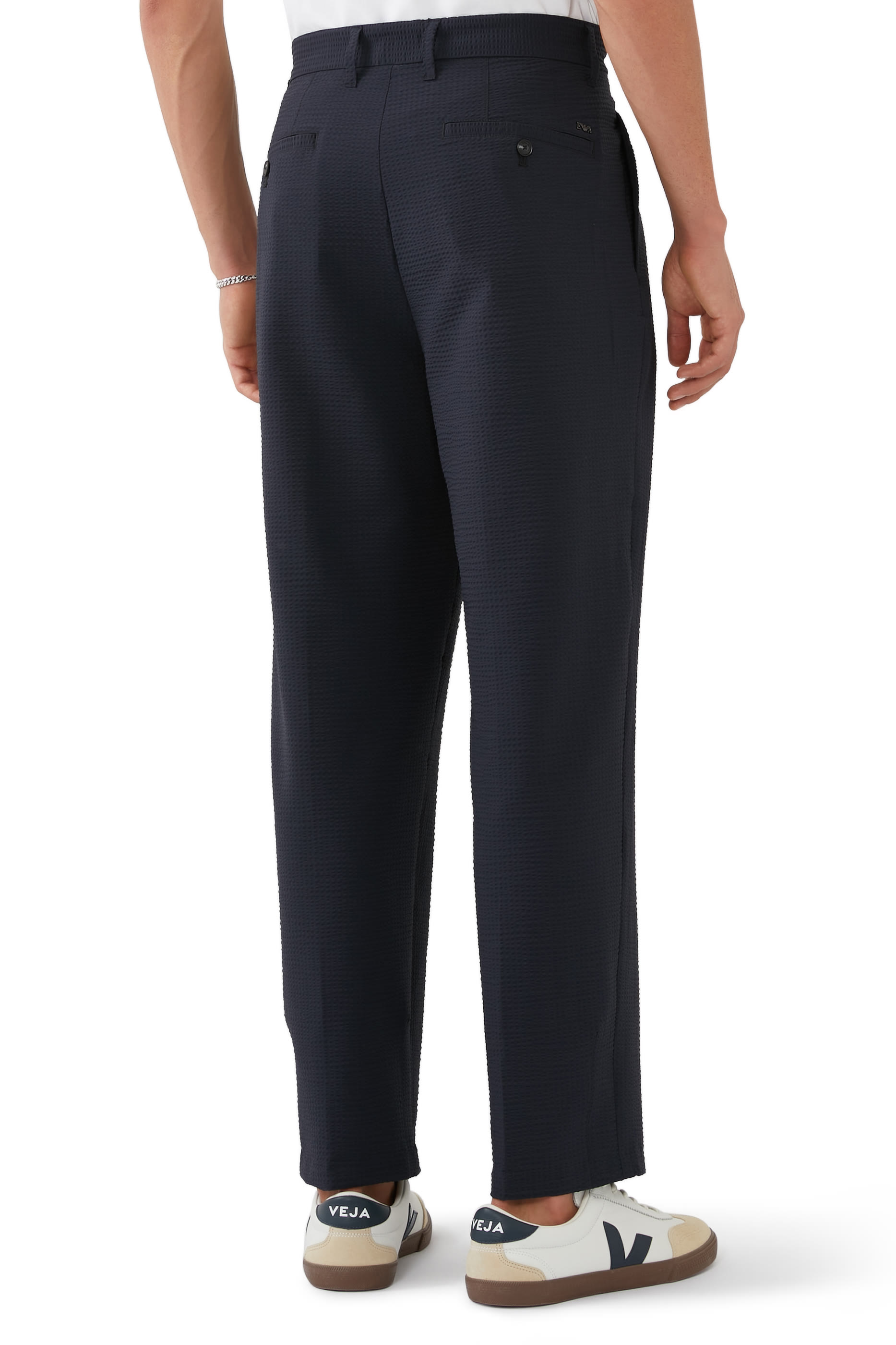 Pleated Technical-Seersucker Chinos