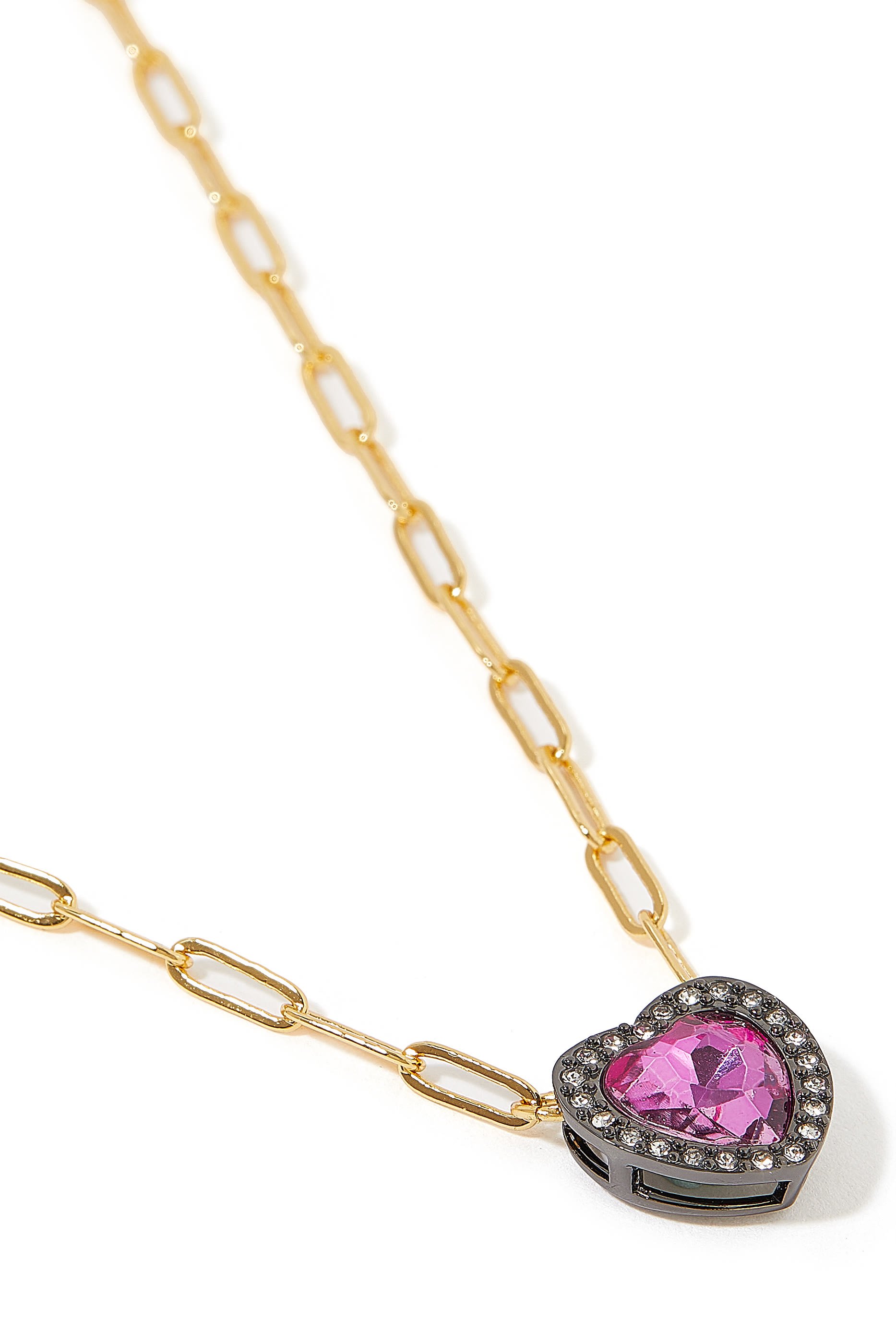 Heart Halo Necklace, Metal & Crystal