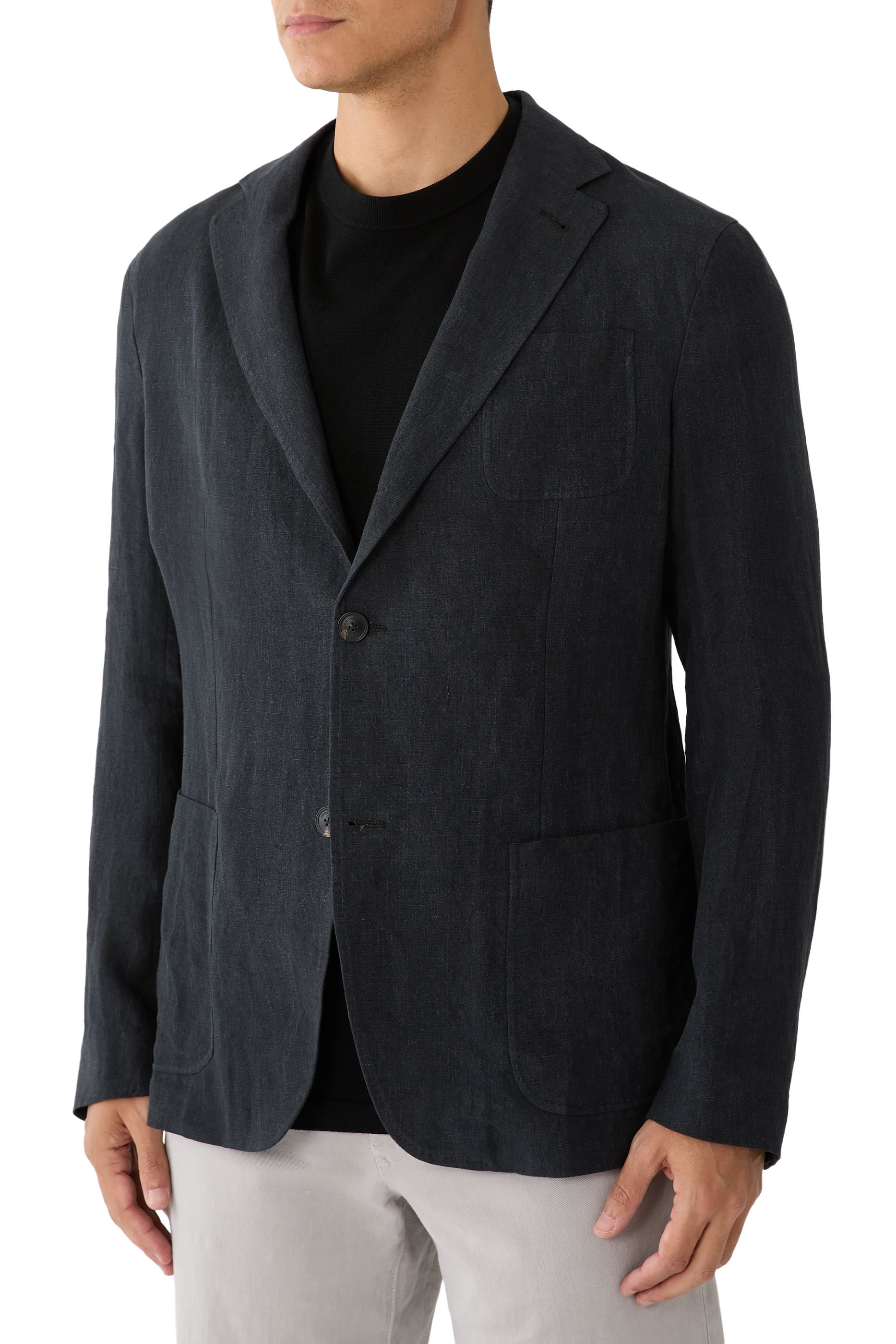 Single-Breasted Washed Linen Jacket