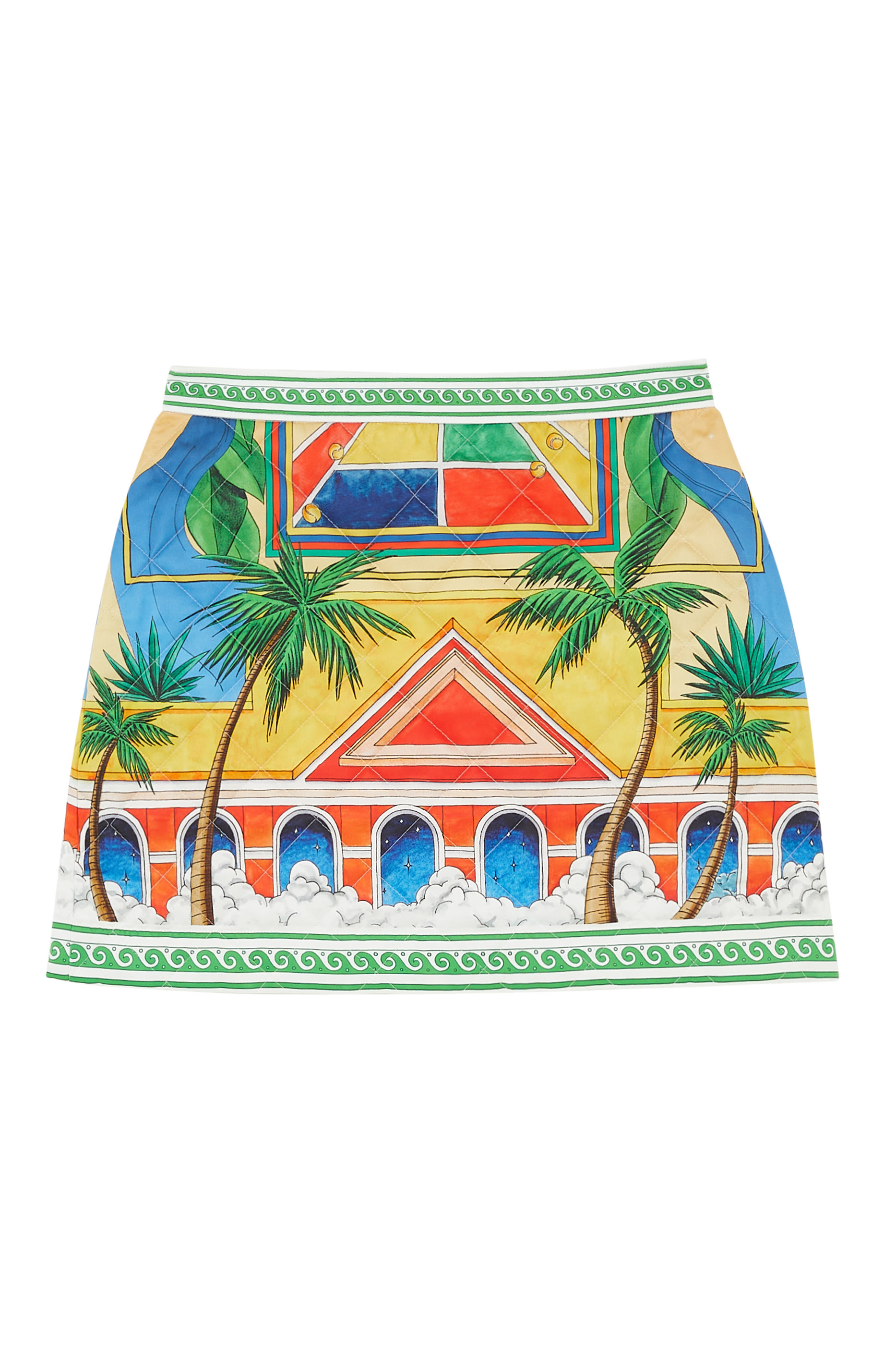 Printed Quilted Mini Skirt