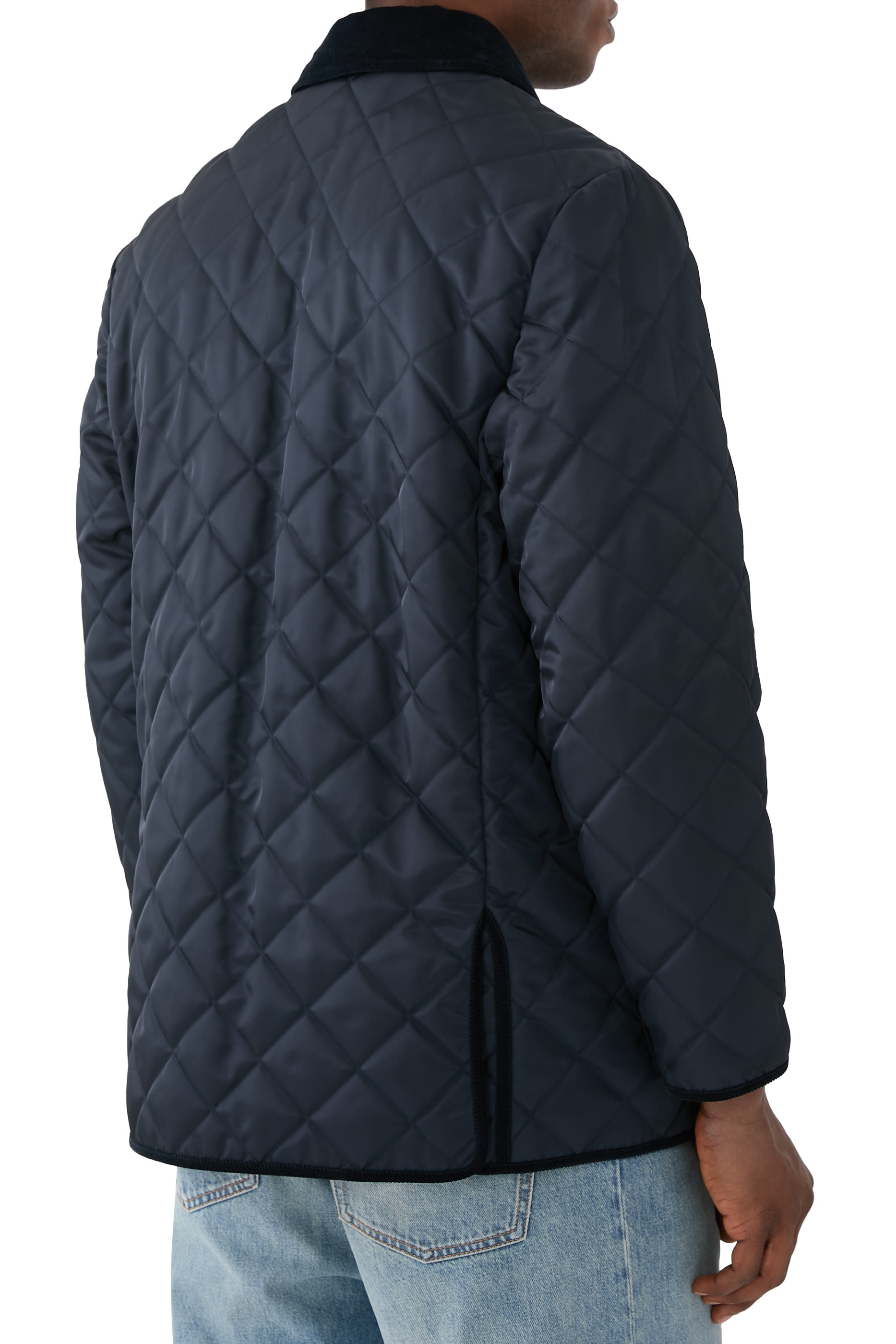 Quilted Nylon Shirt Jacket with VLogo Patch