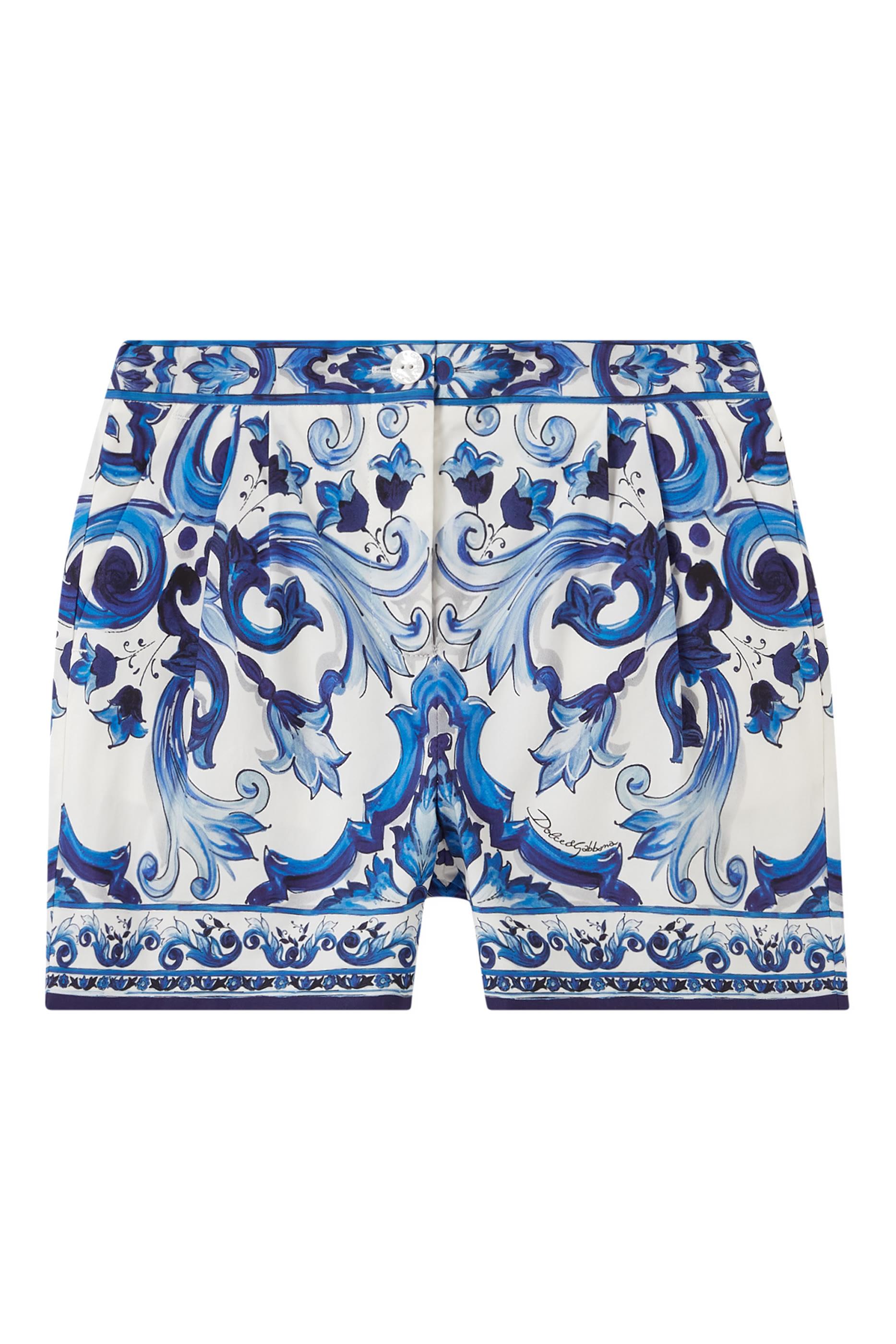 Kids Majolica Print Cotton Poplin Shorts
