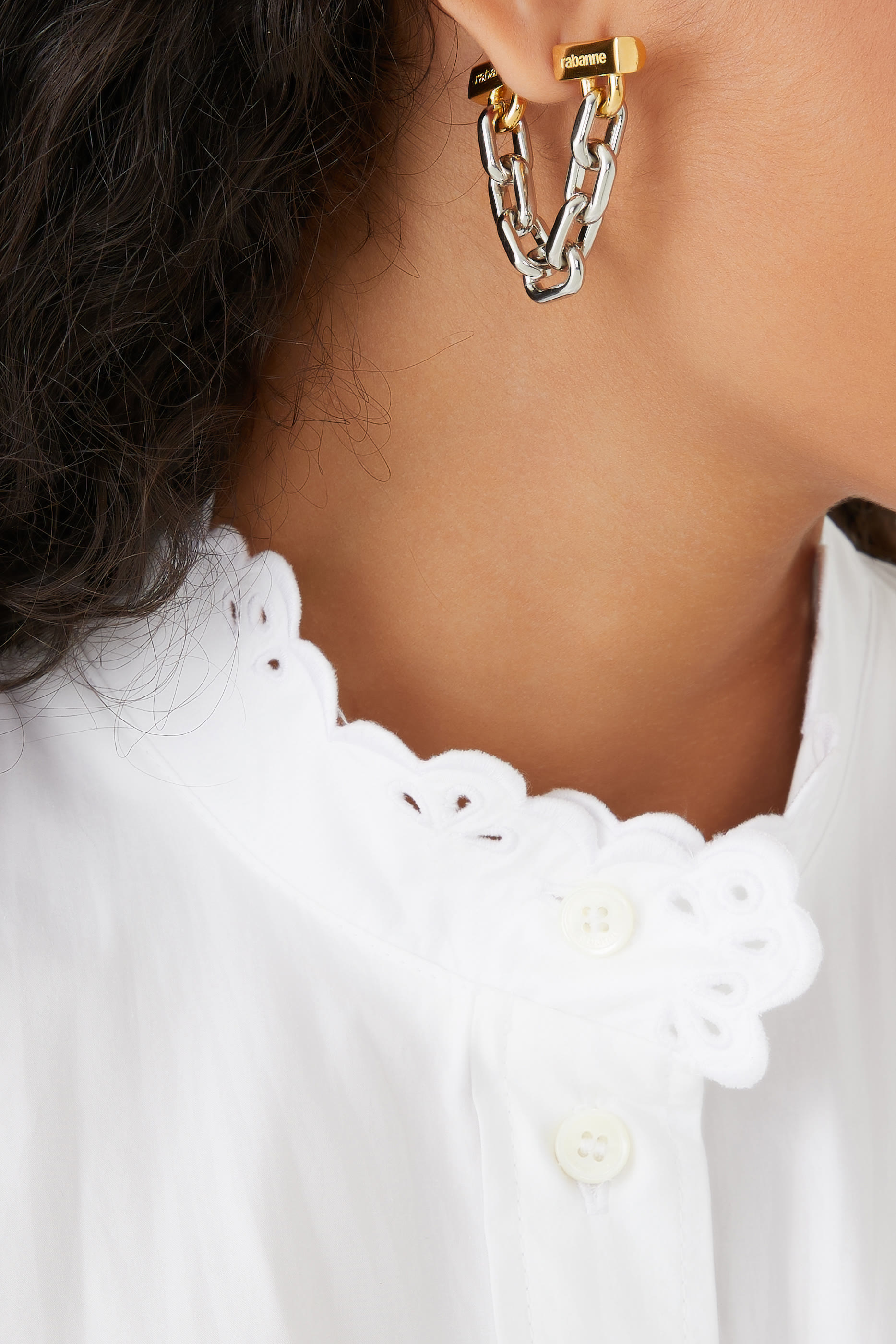 Chain-Link Earrings, Metal