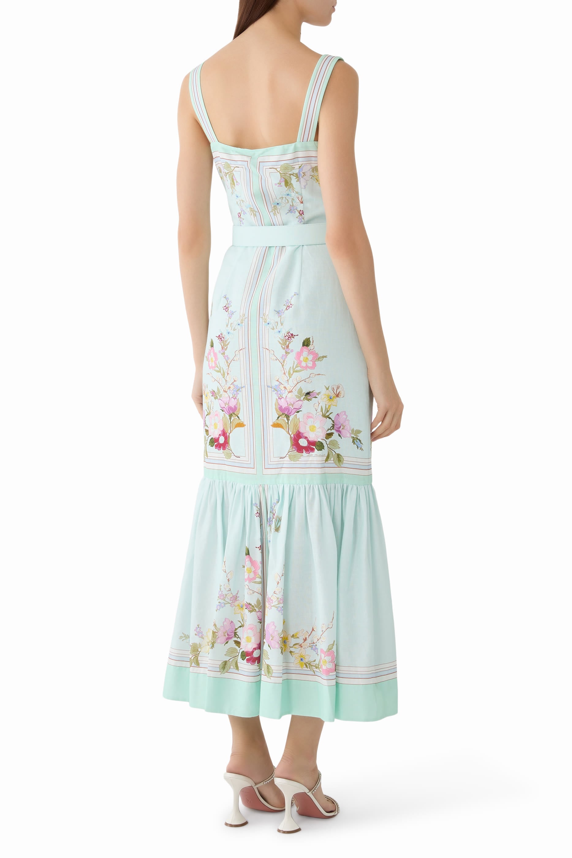  Floral Linen Midi Dress 