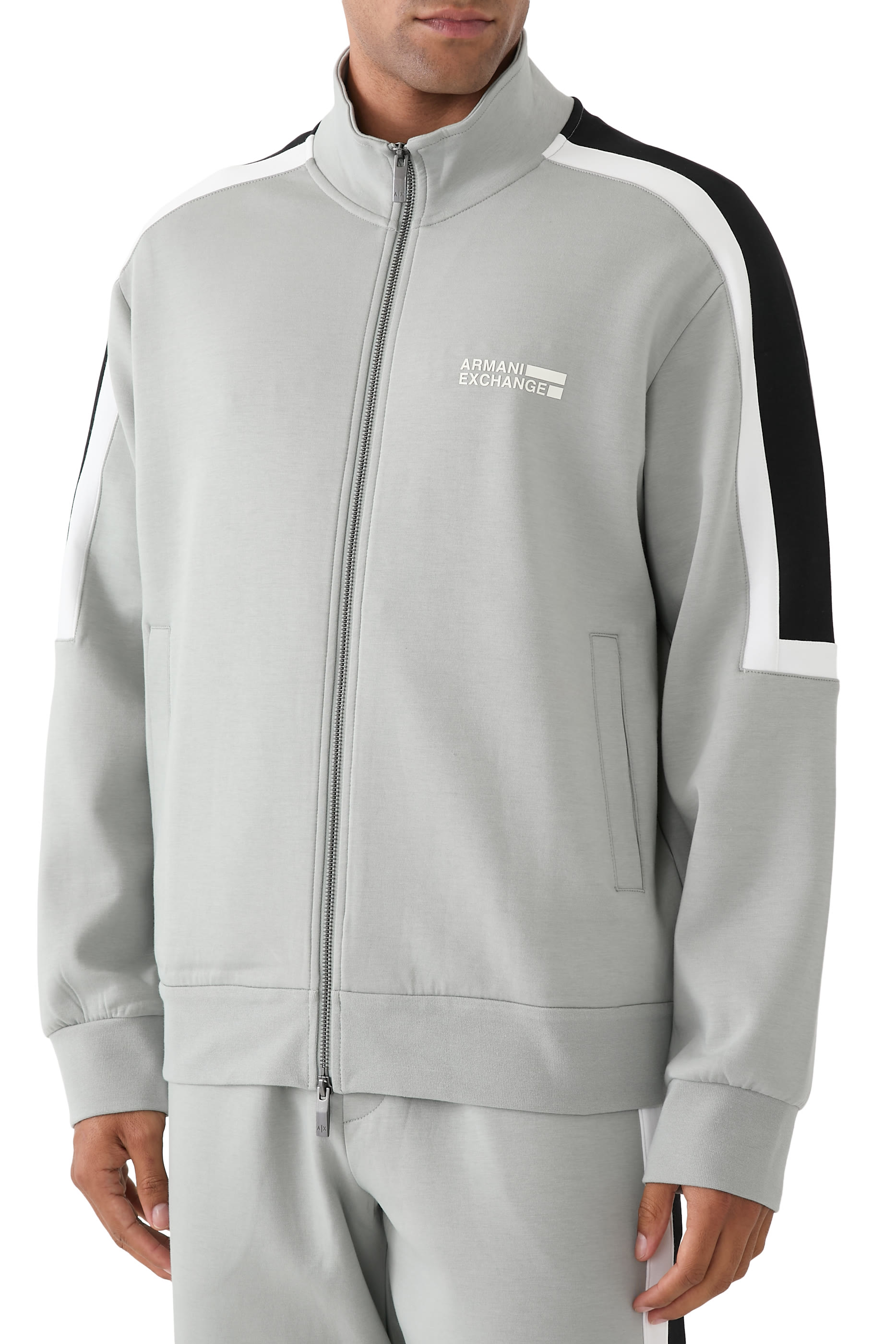 Full Zip Sweatshirt with Contrastign Stripes